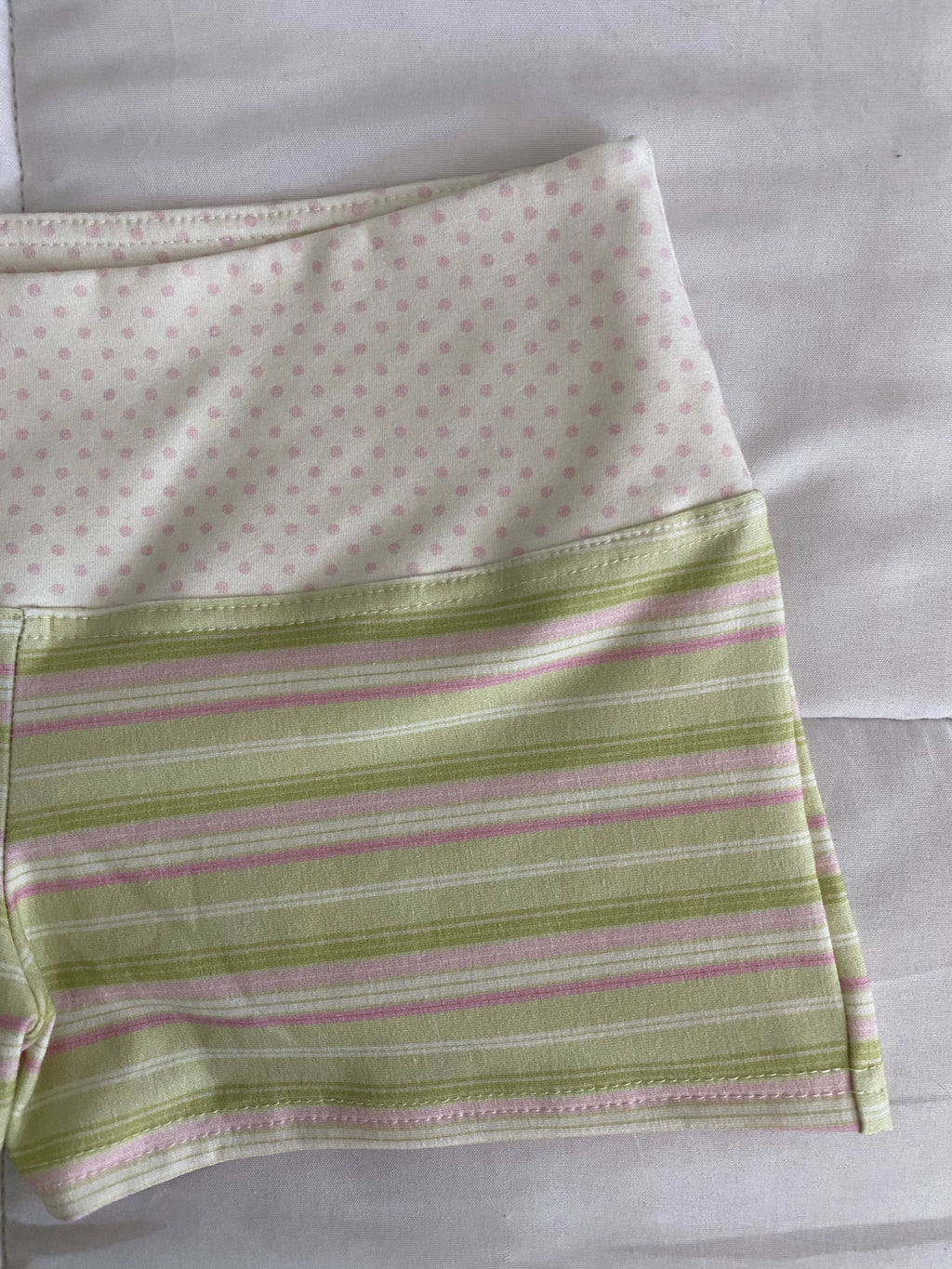green & pink striped/polka dot shorts