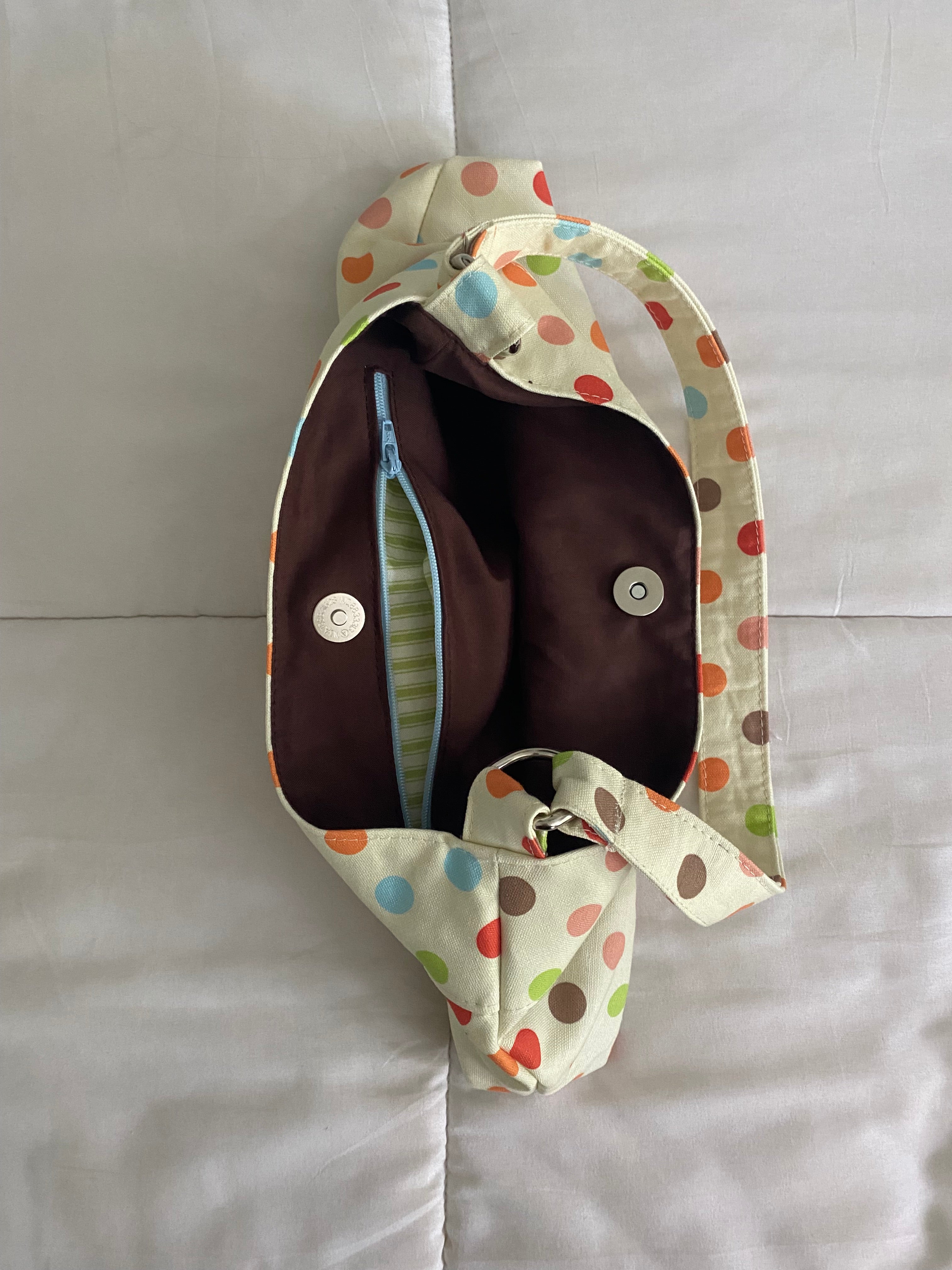 large polka dot multicolored purse
