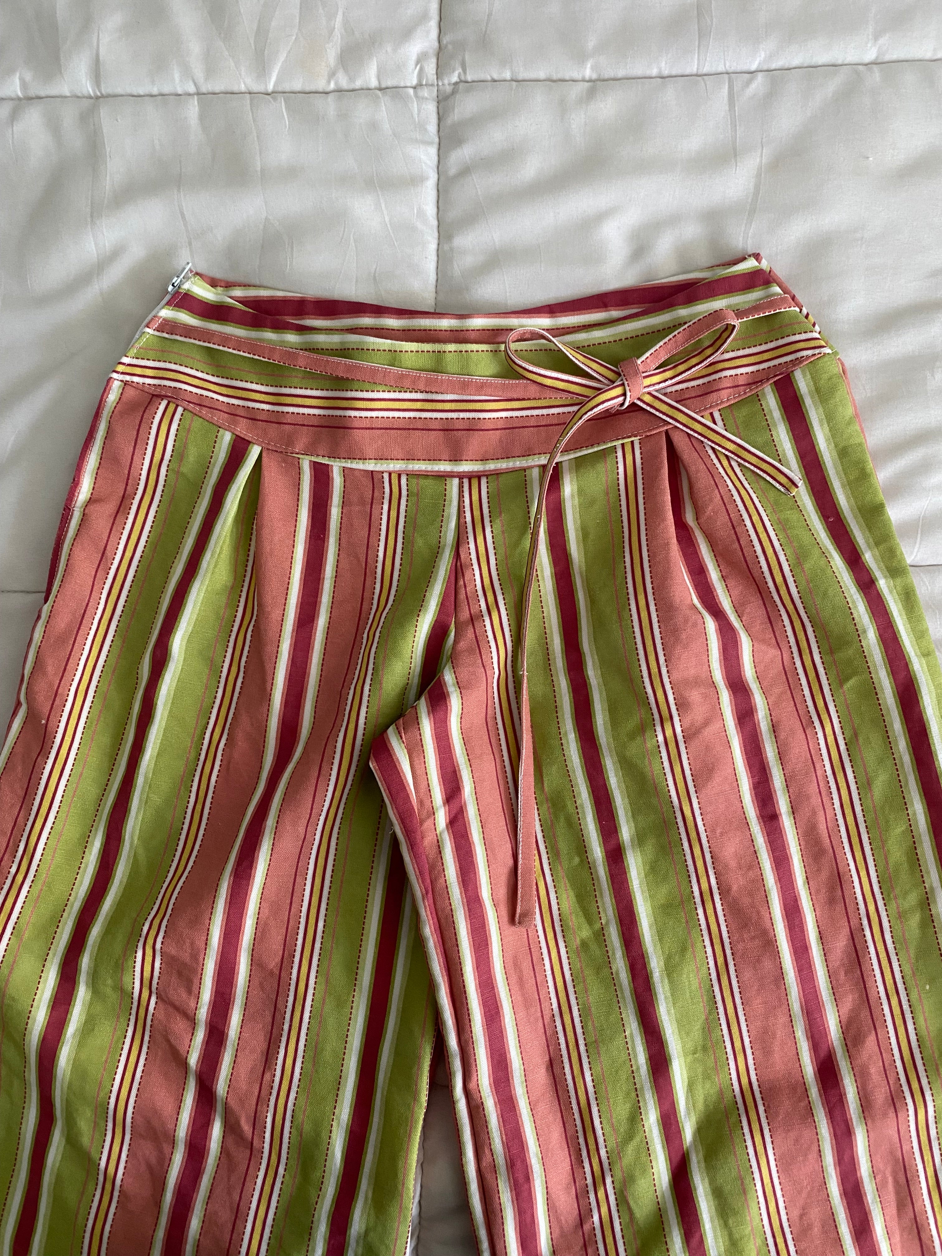 pink & green striped pants