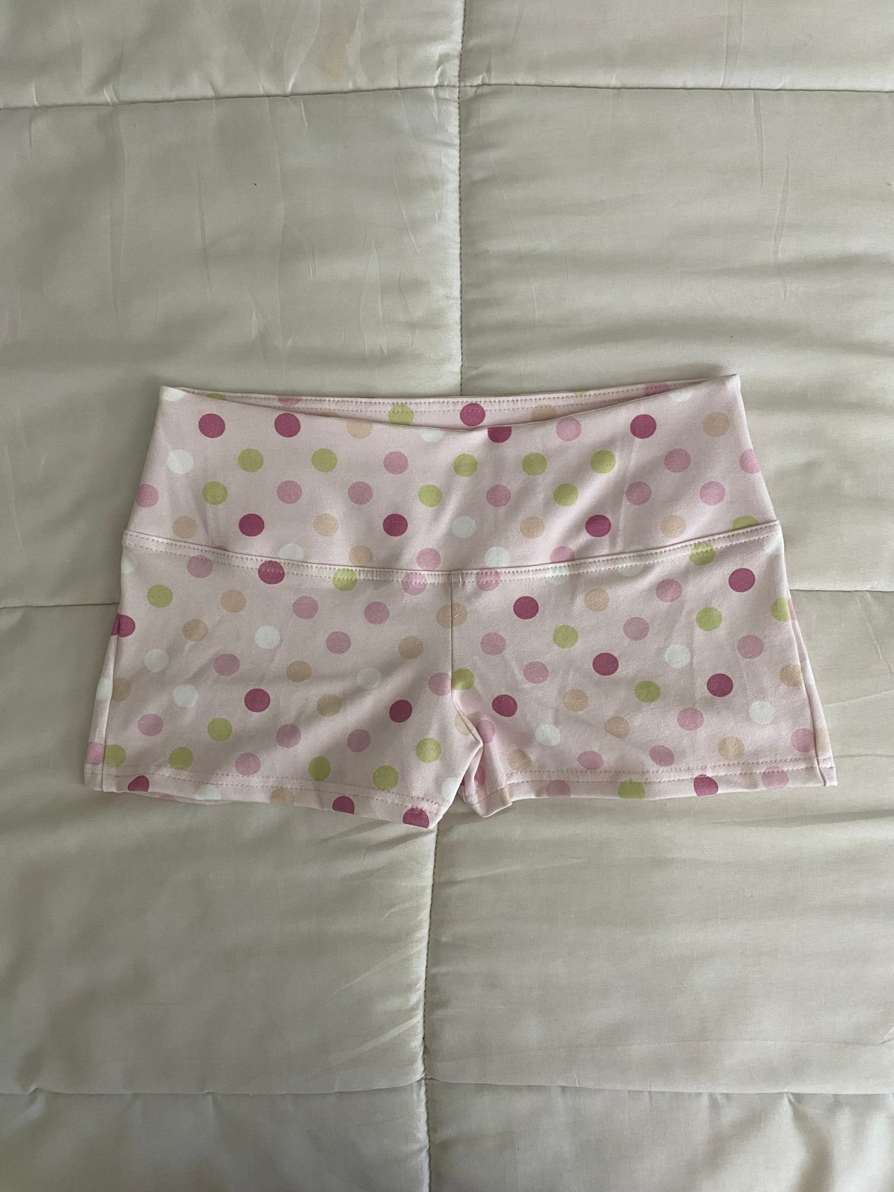large polka dot shorts in pink