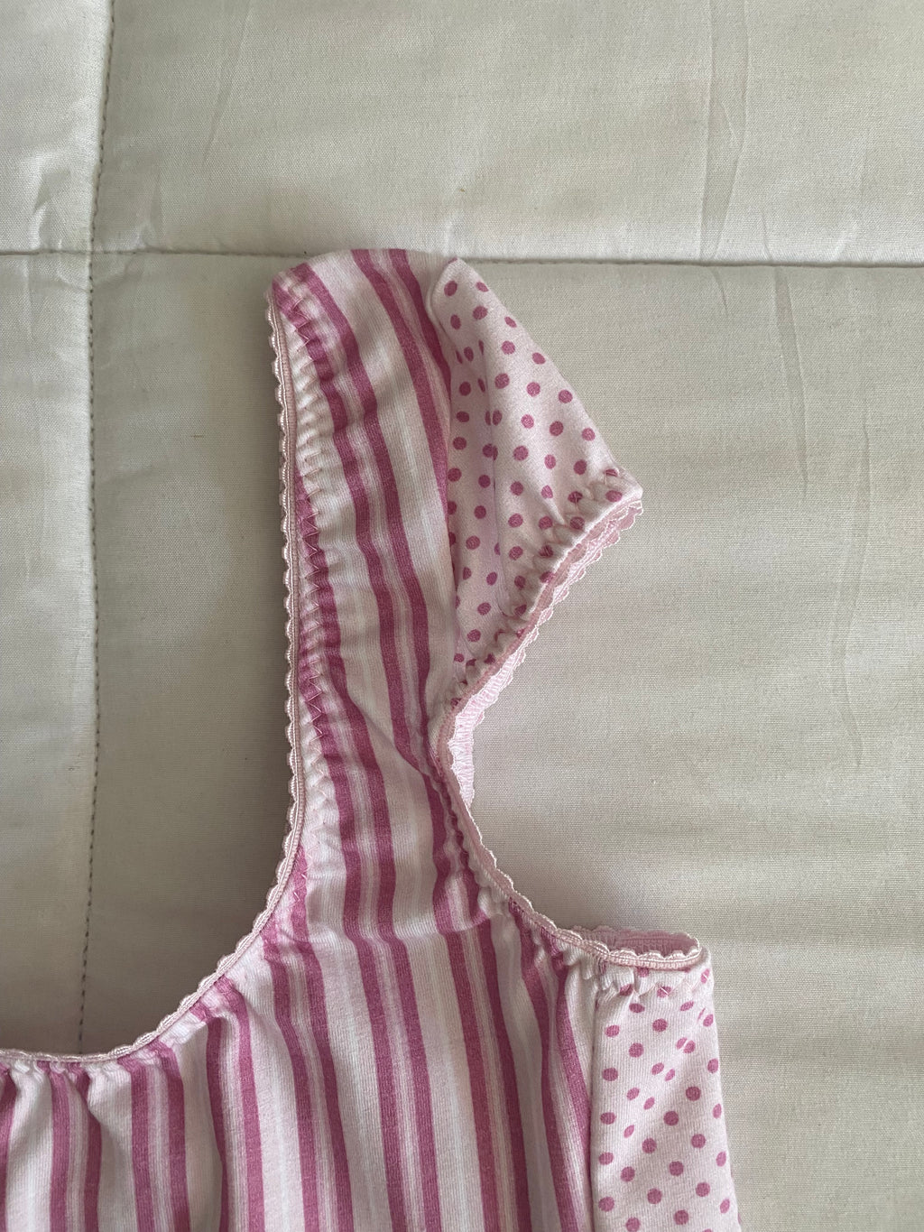 light pink & dark pink stripe/polka dot top