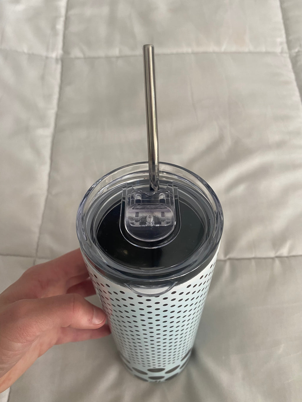 blue & brown polka dot tumbler
