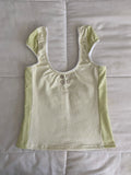 green & cream silver button top