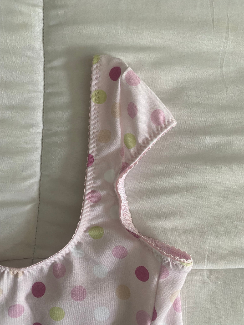 large polka dot top in pink
