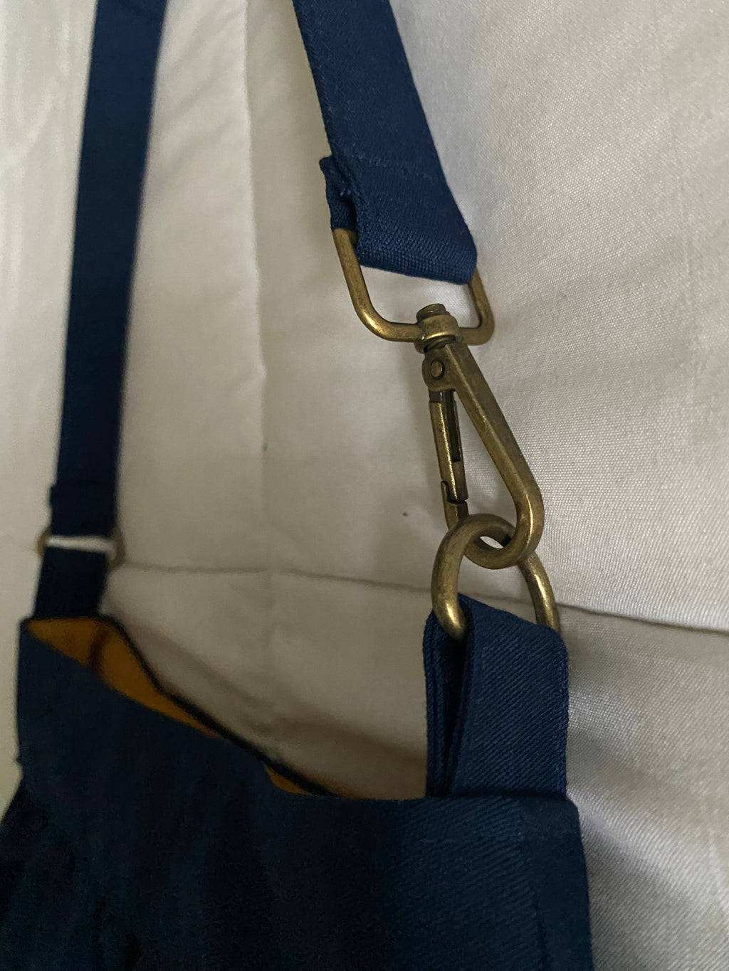 navy & yellow striped purse