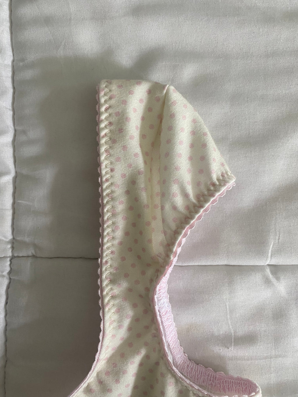 tiny pink & cream polka dot top