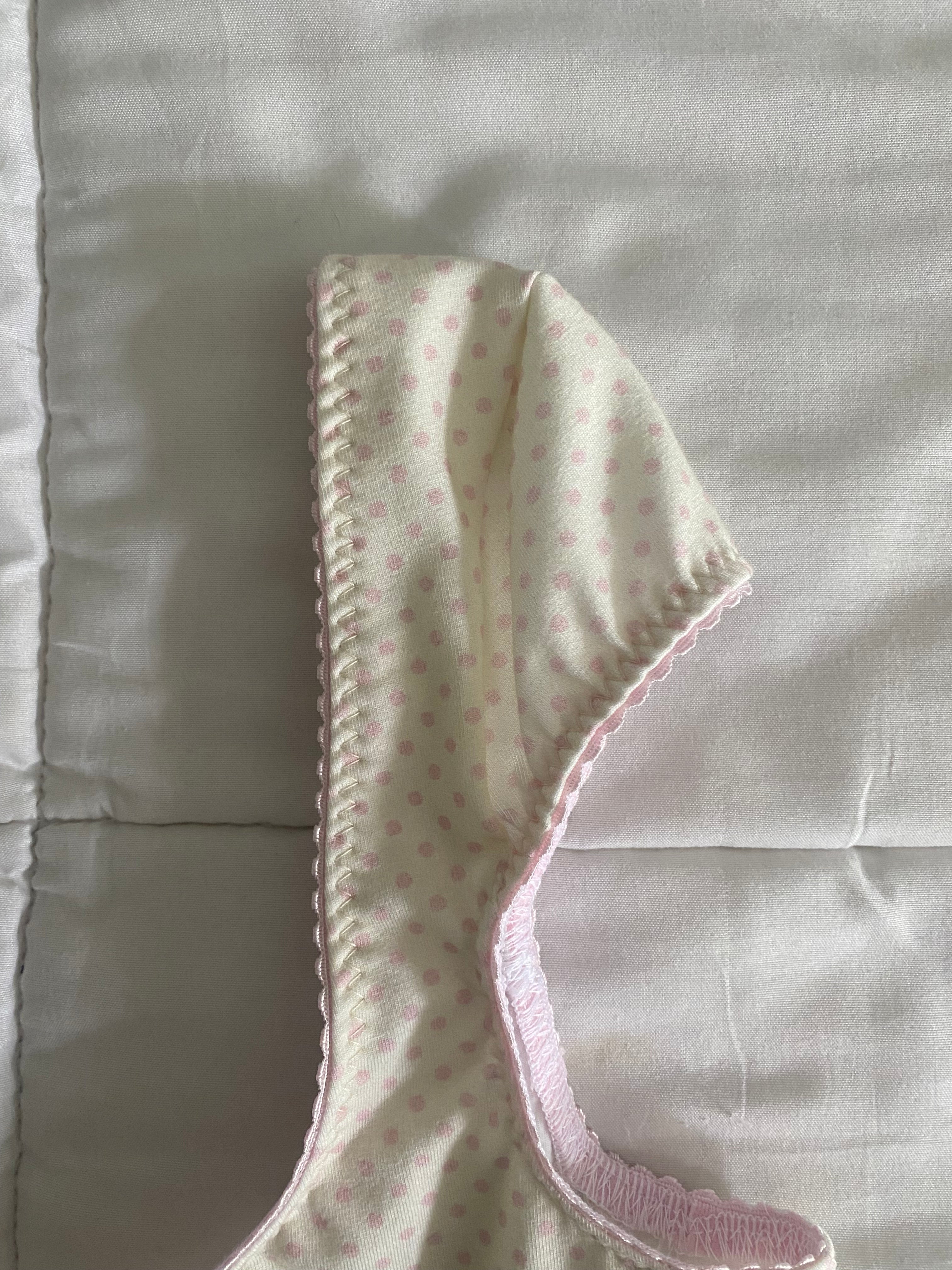 tiny pink & cream polka dot top