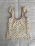 multicolored large polka dot & swirl top