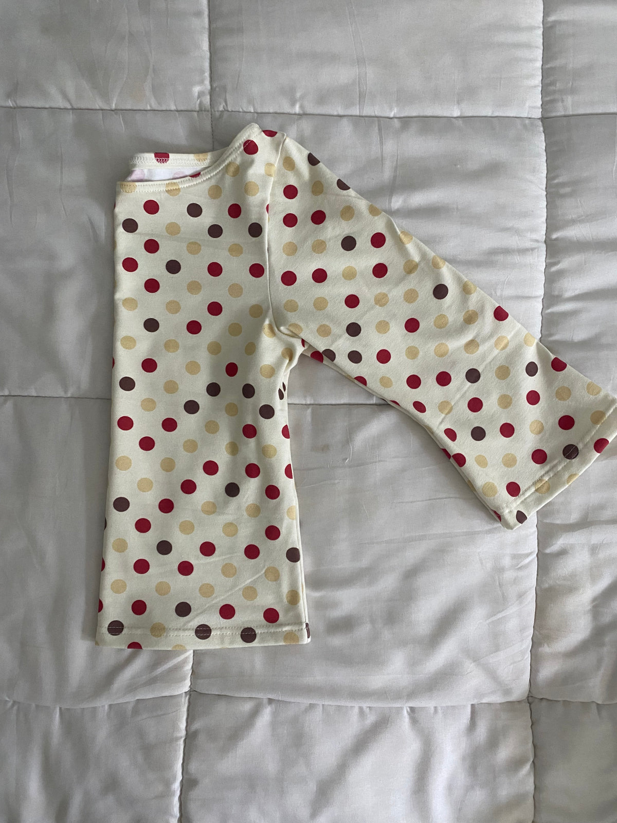 red & brown polka dot long sleeve top