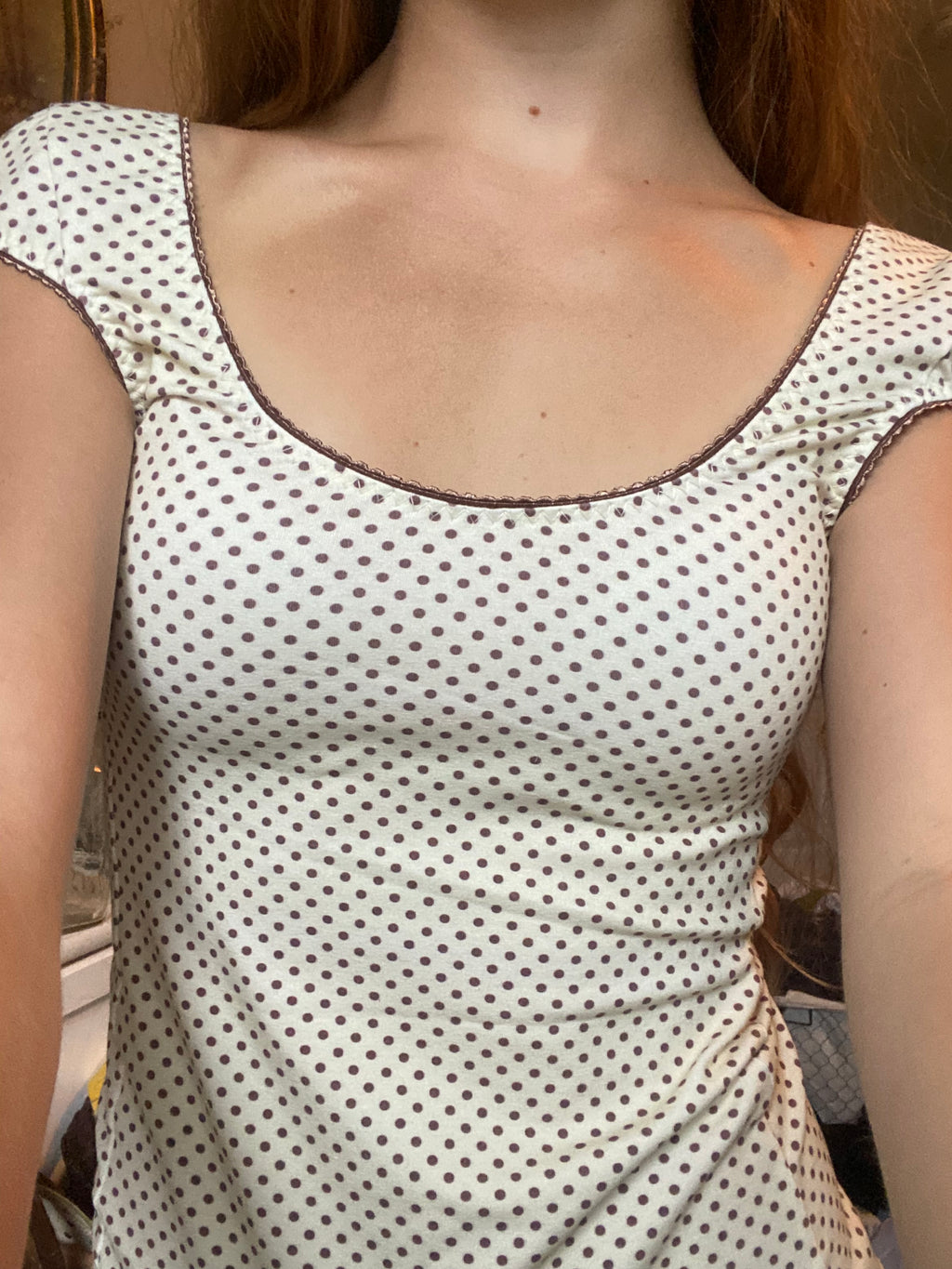 yellow & brown polka dot top