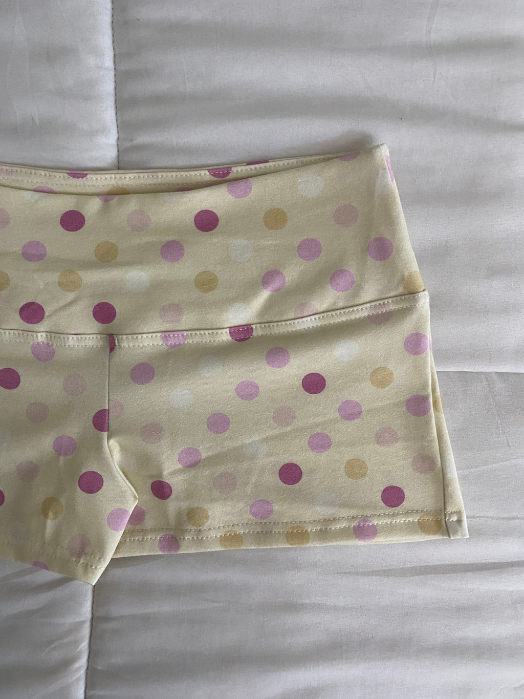 large polka dot shorts in yellow