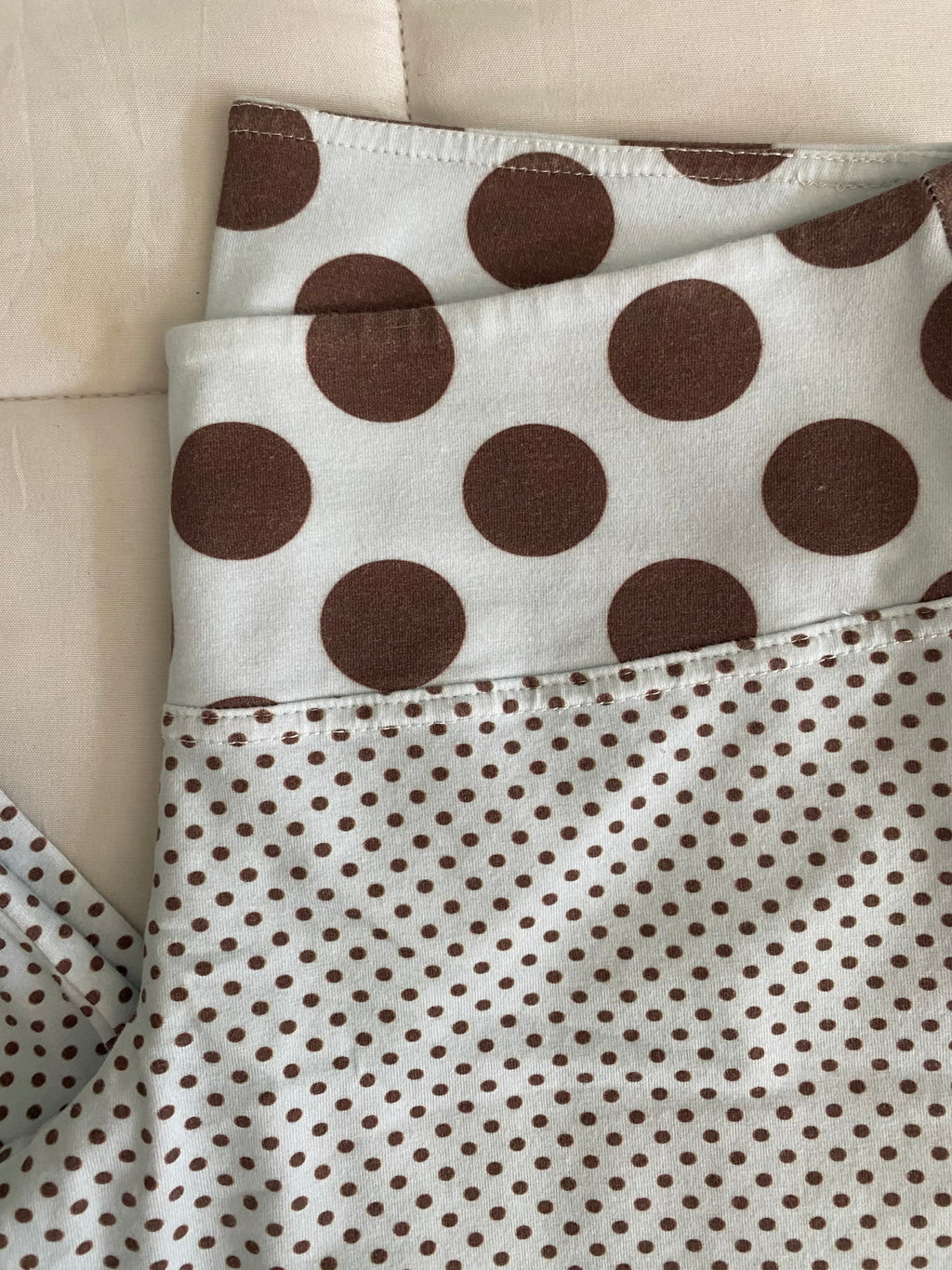 blue & brown polka dot pants