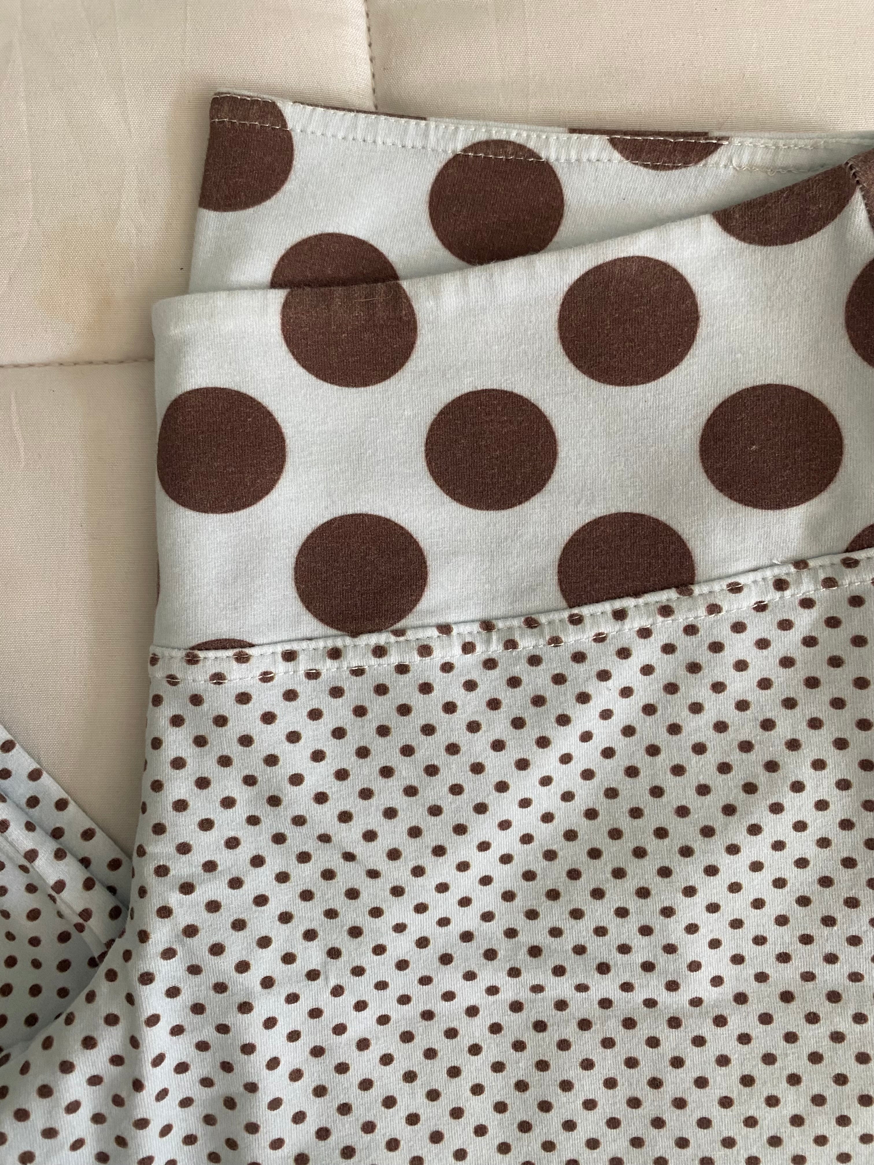 blue & brown polka dot pants