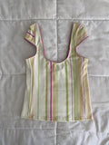 yellow/green/pink striped top