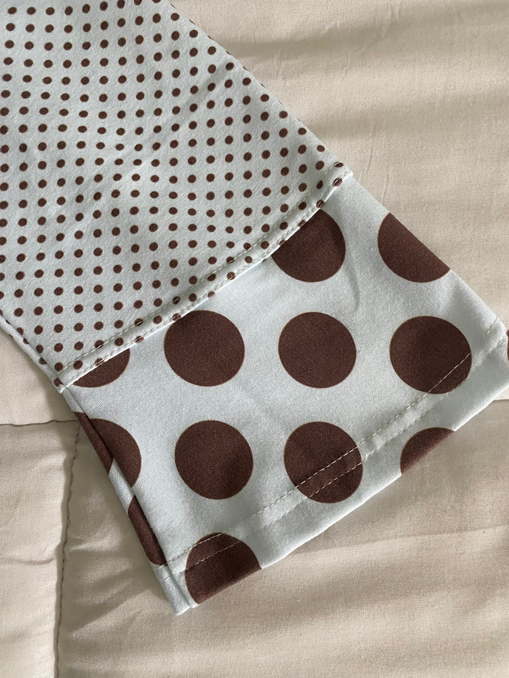 blue & brown polka dot long sleeve top