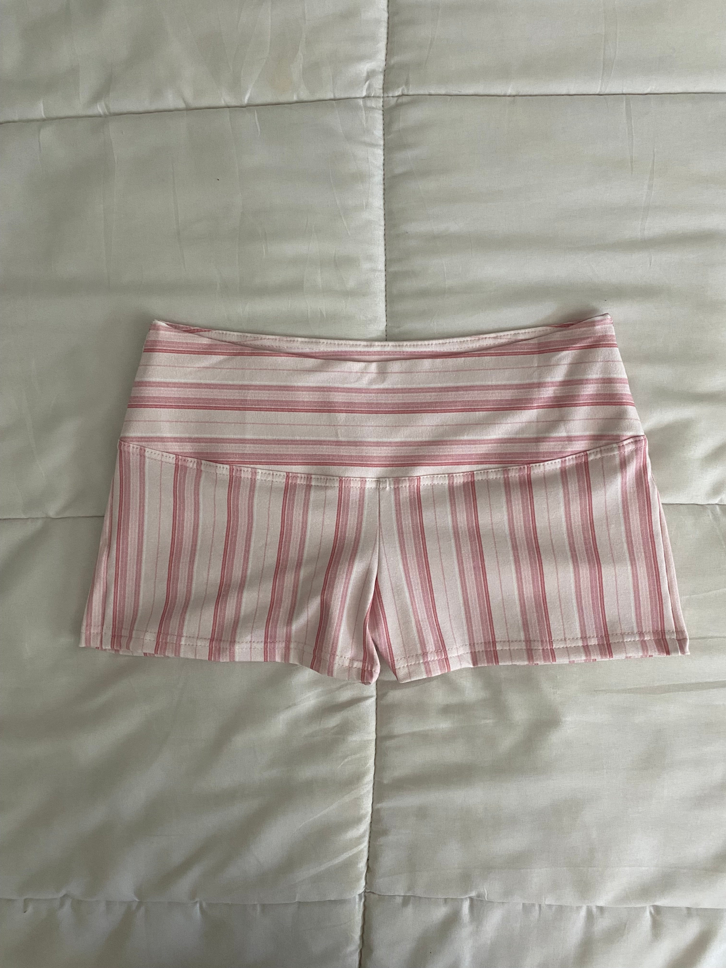 pink & white striped shorts