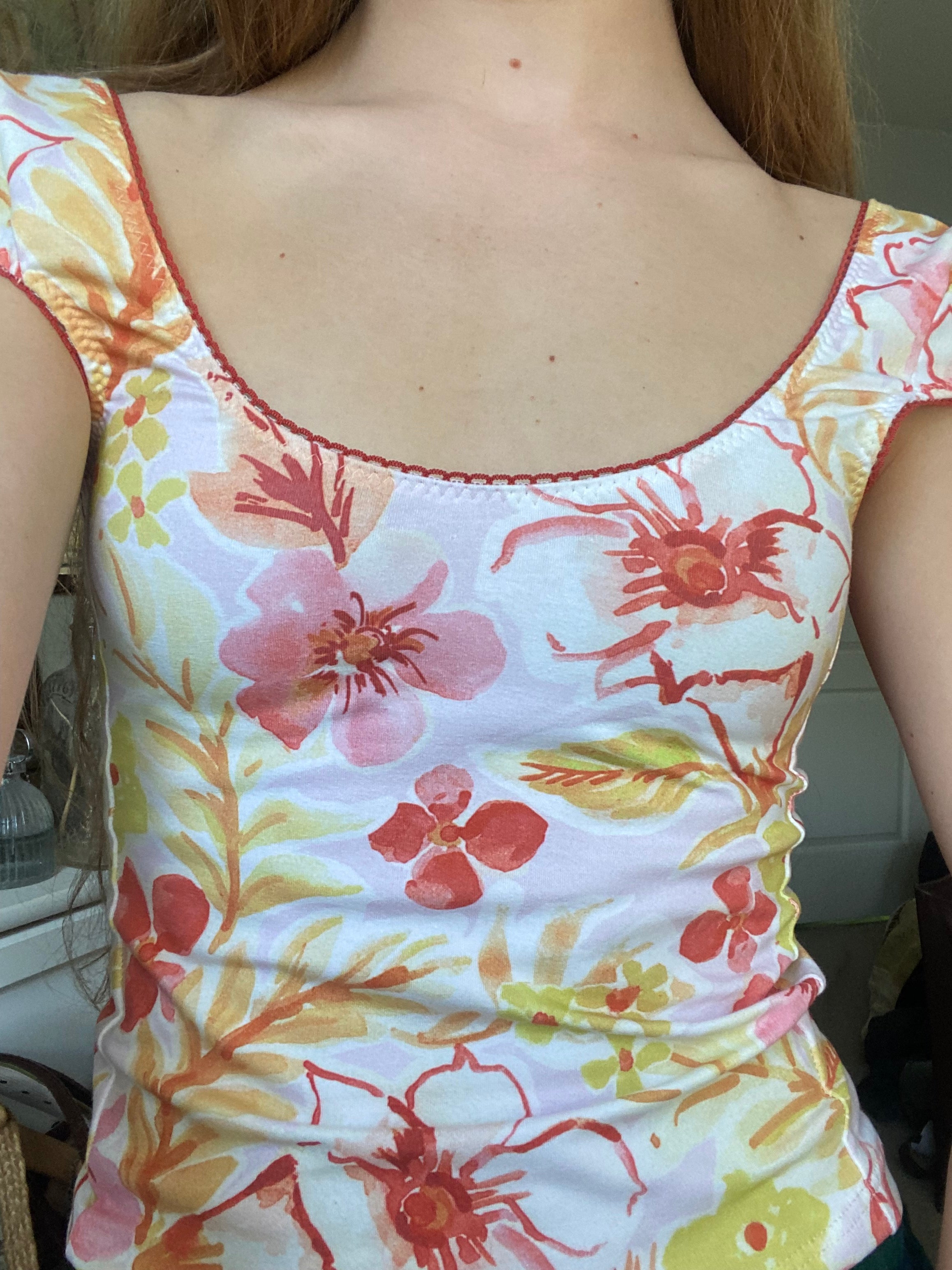 pink & orange floral top