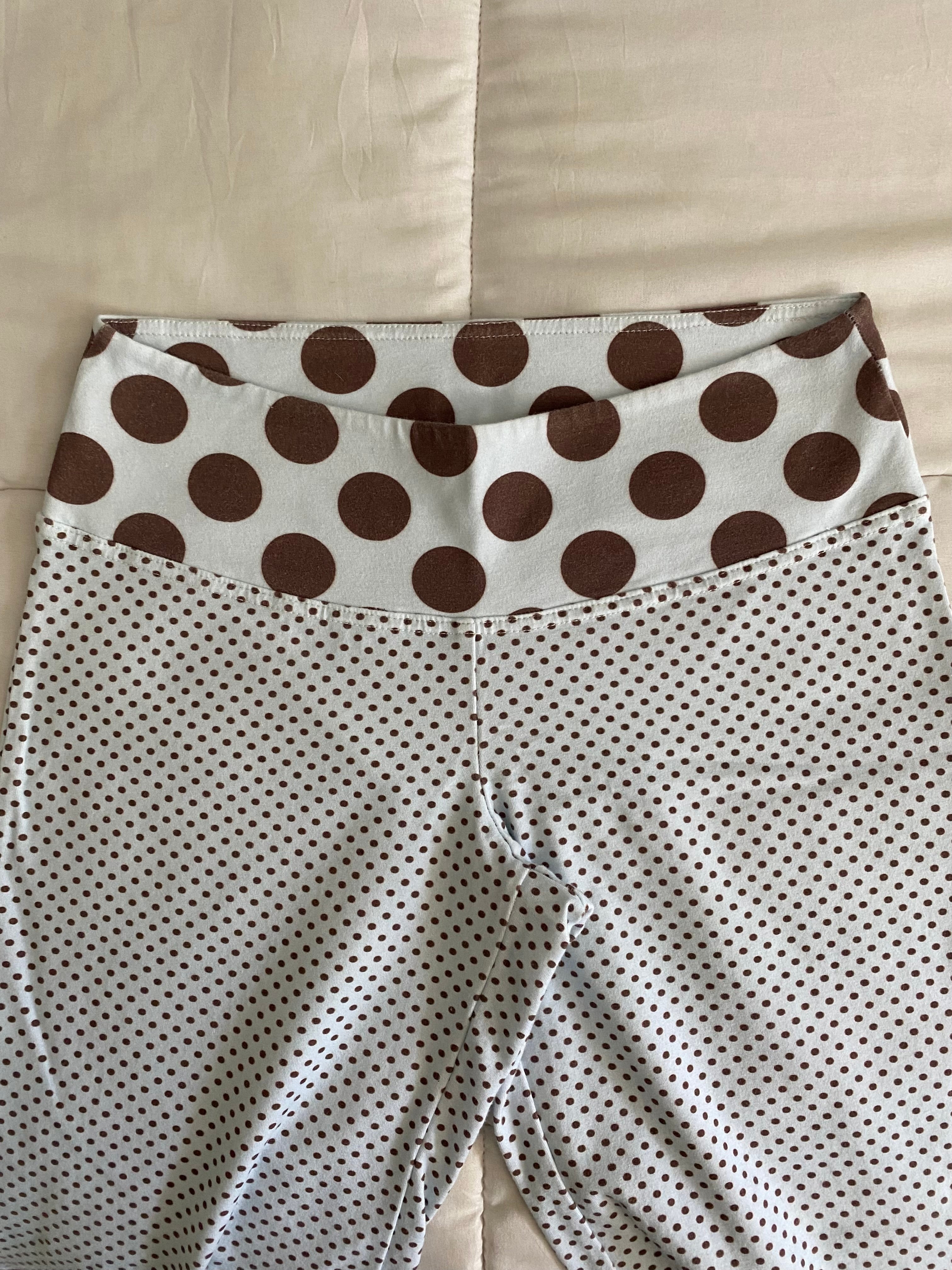 blue & brown polka dot pants