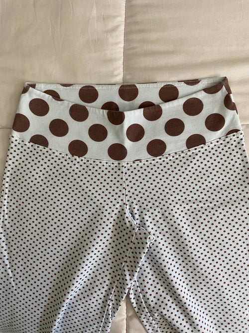 blue & brown polka dot pants