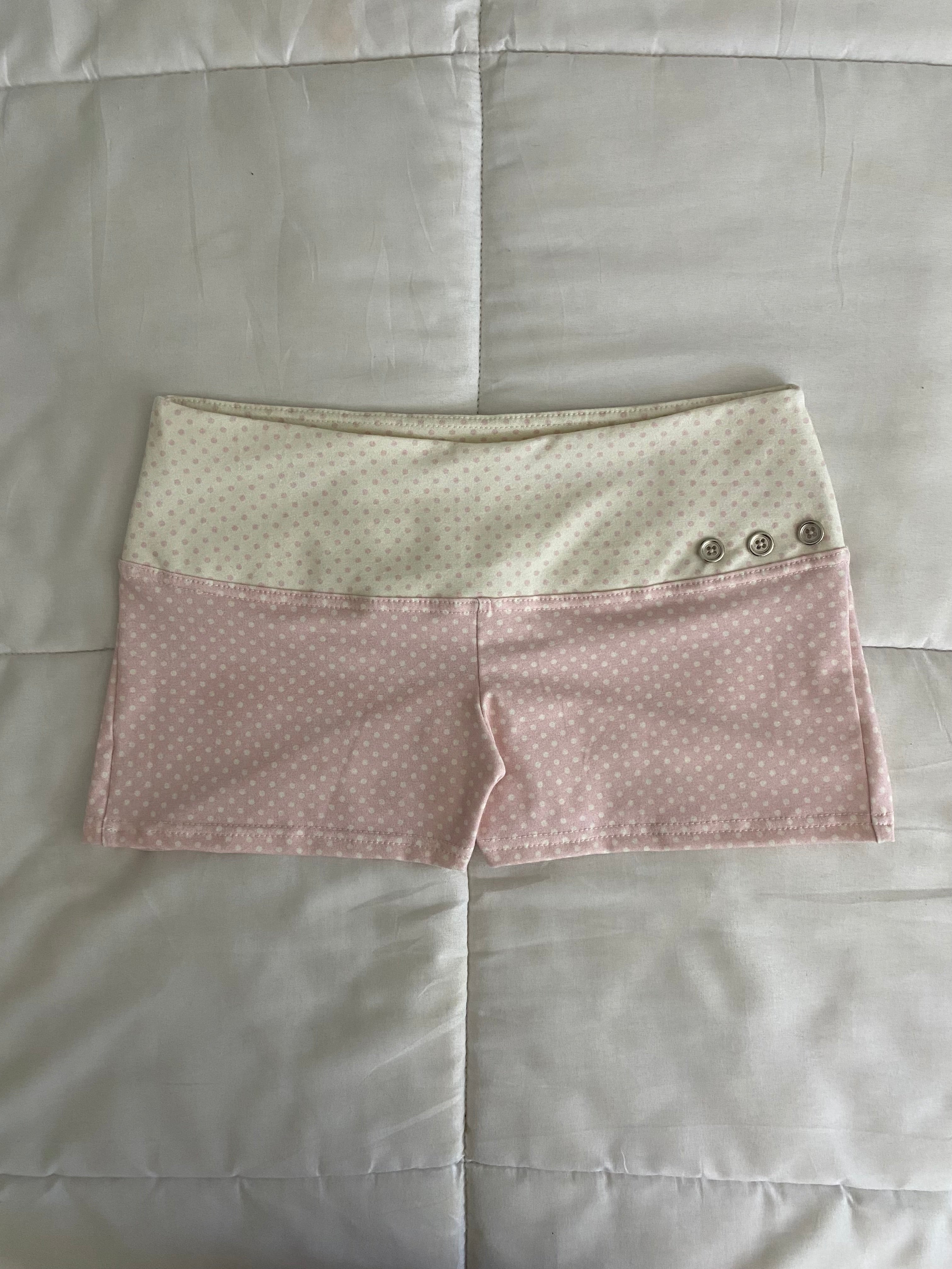 pink & cream silver button shorts