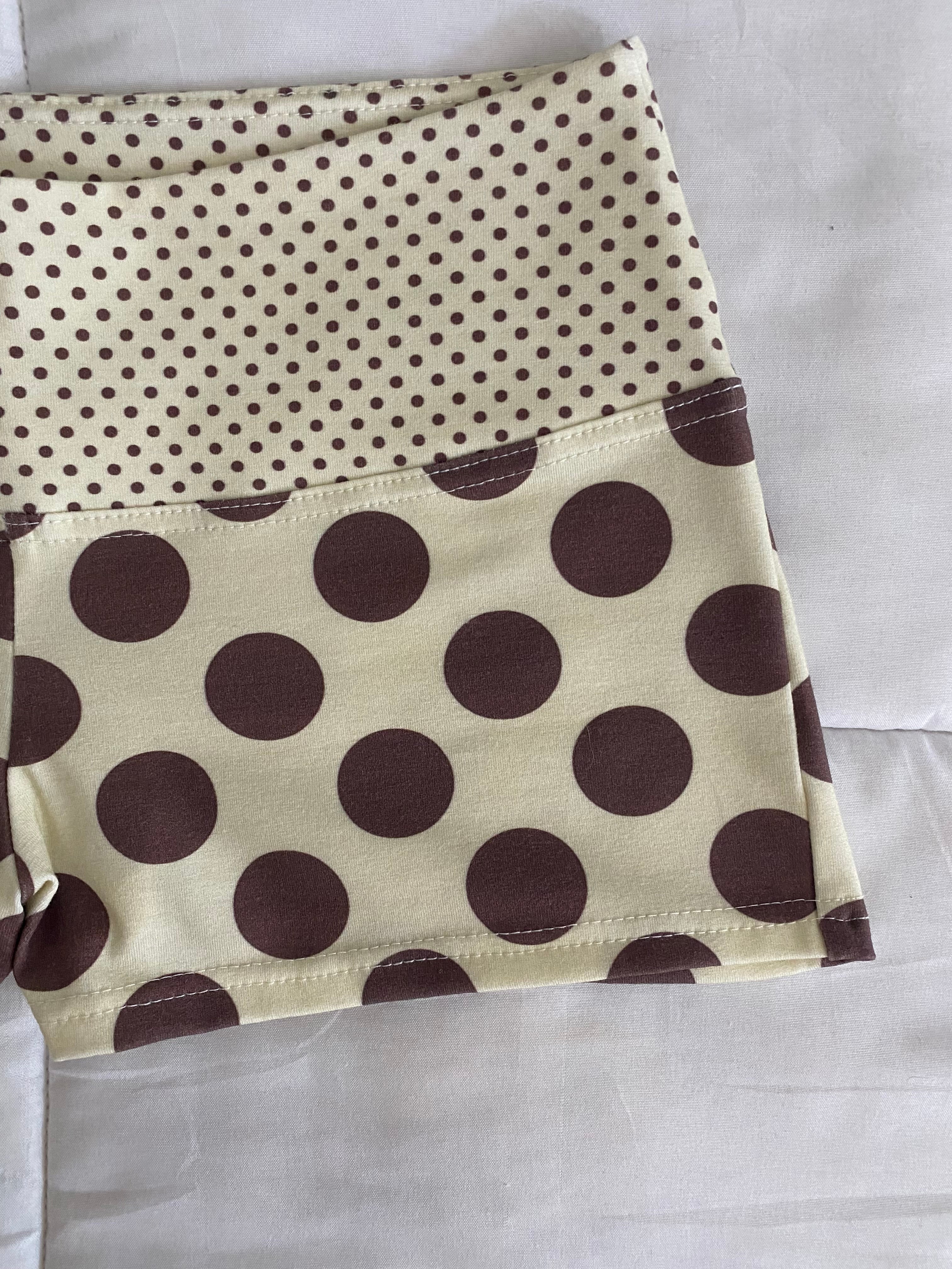 yellow & brown polka dot shorts