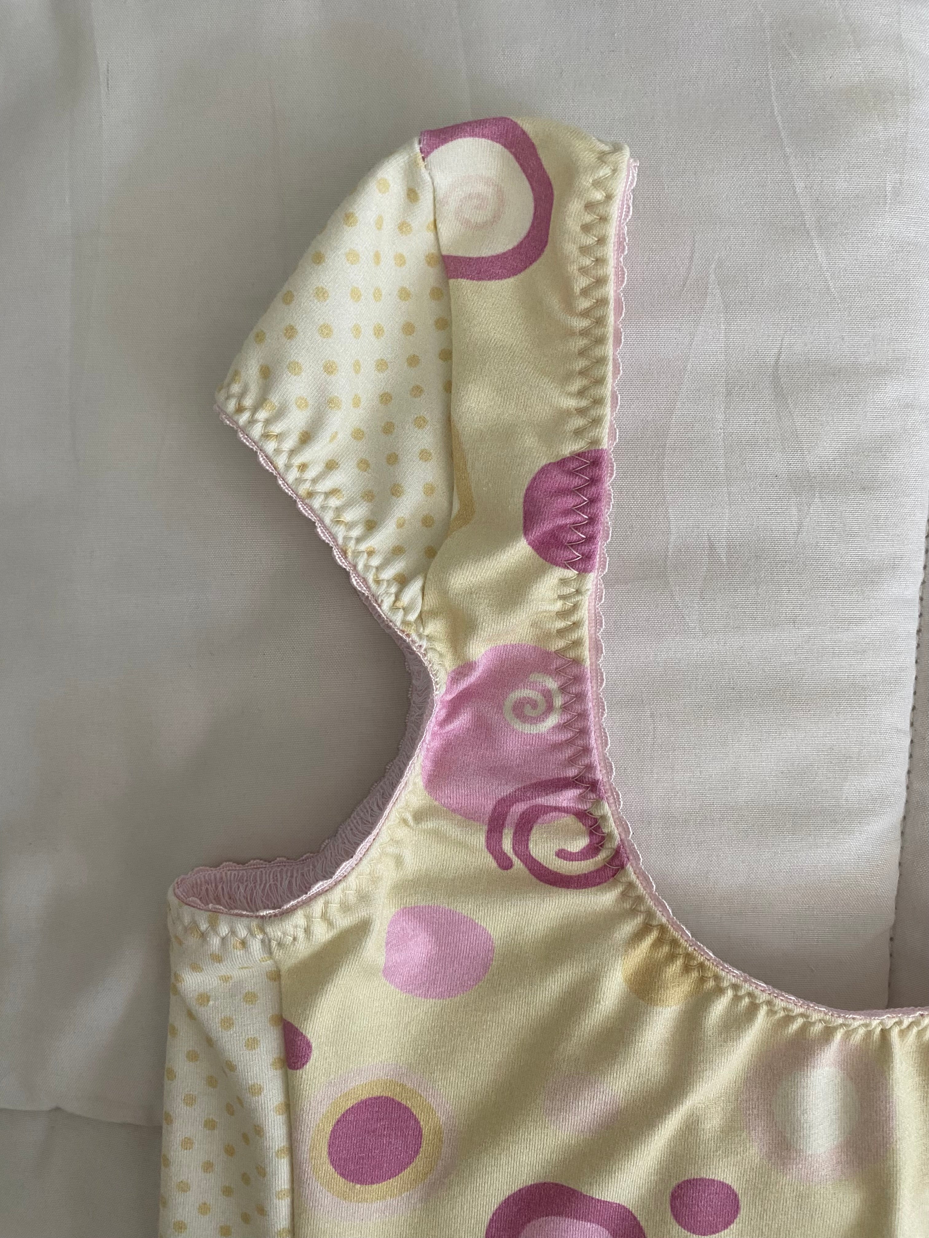 pink & yellow swirl/polka dot top