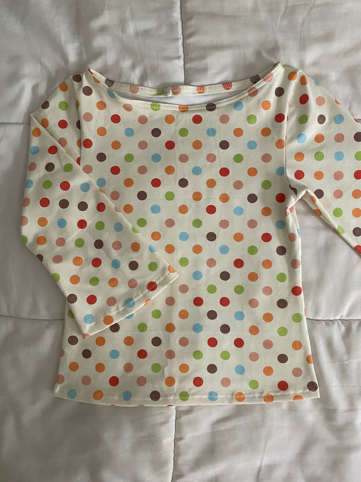 multicolored large polka dot long sleeve top