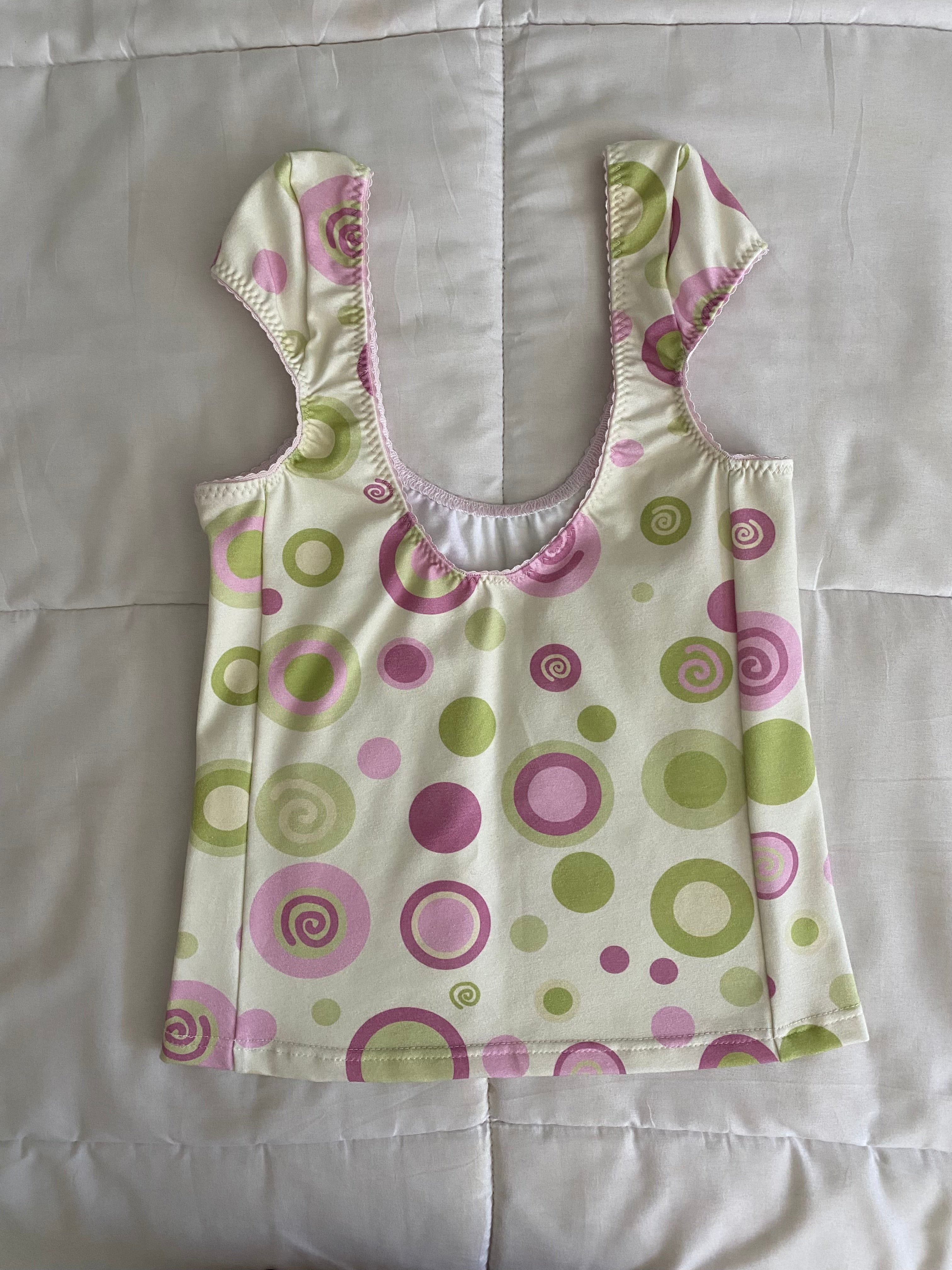 pink & green swirl top