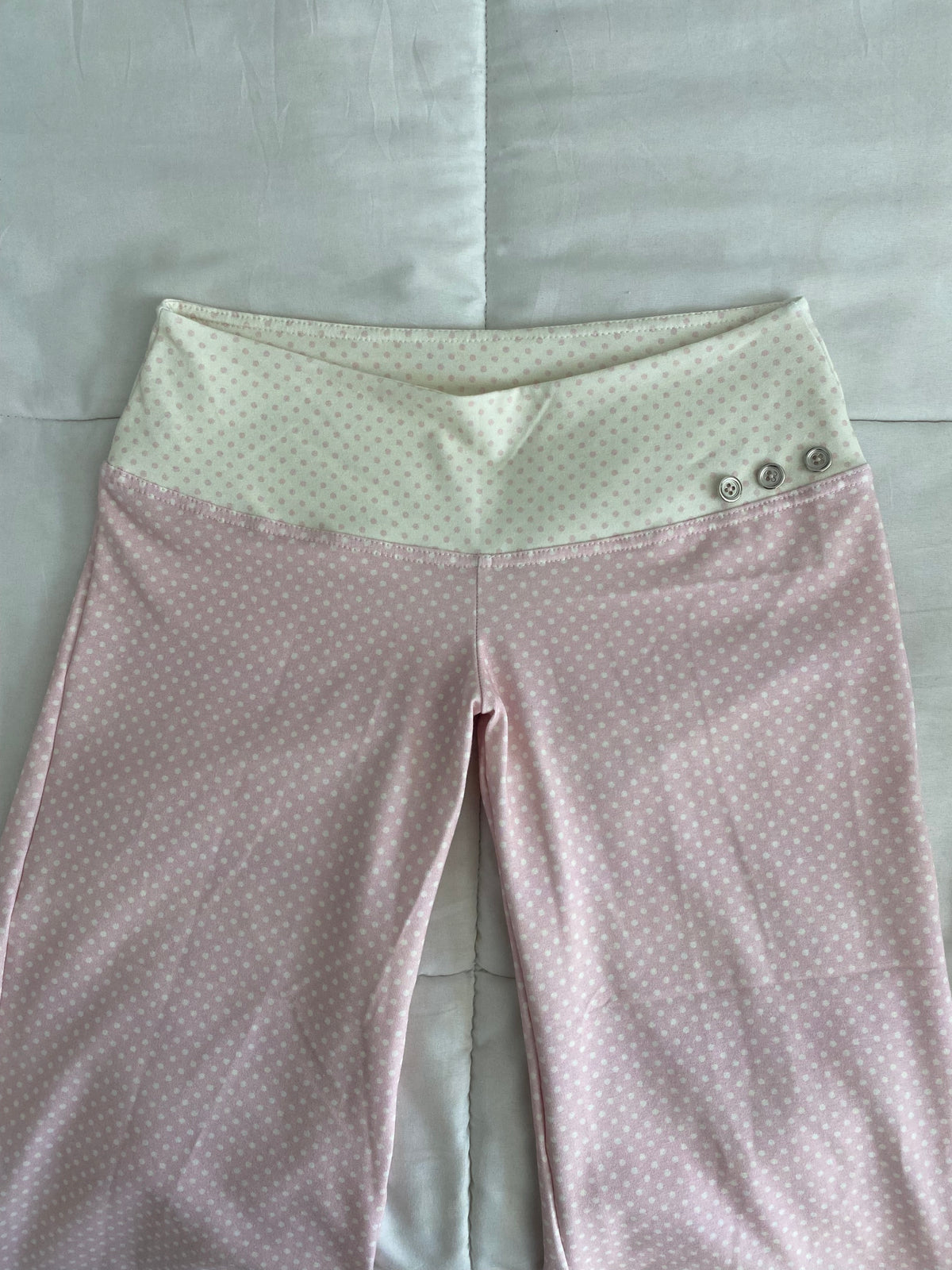 pink & cream silver button pants