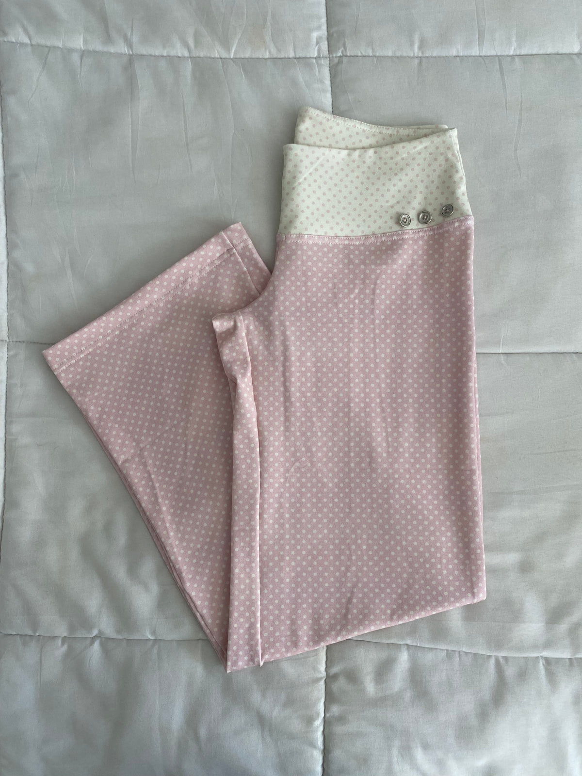 pink & cream silver button pants
