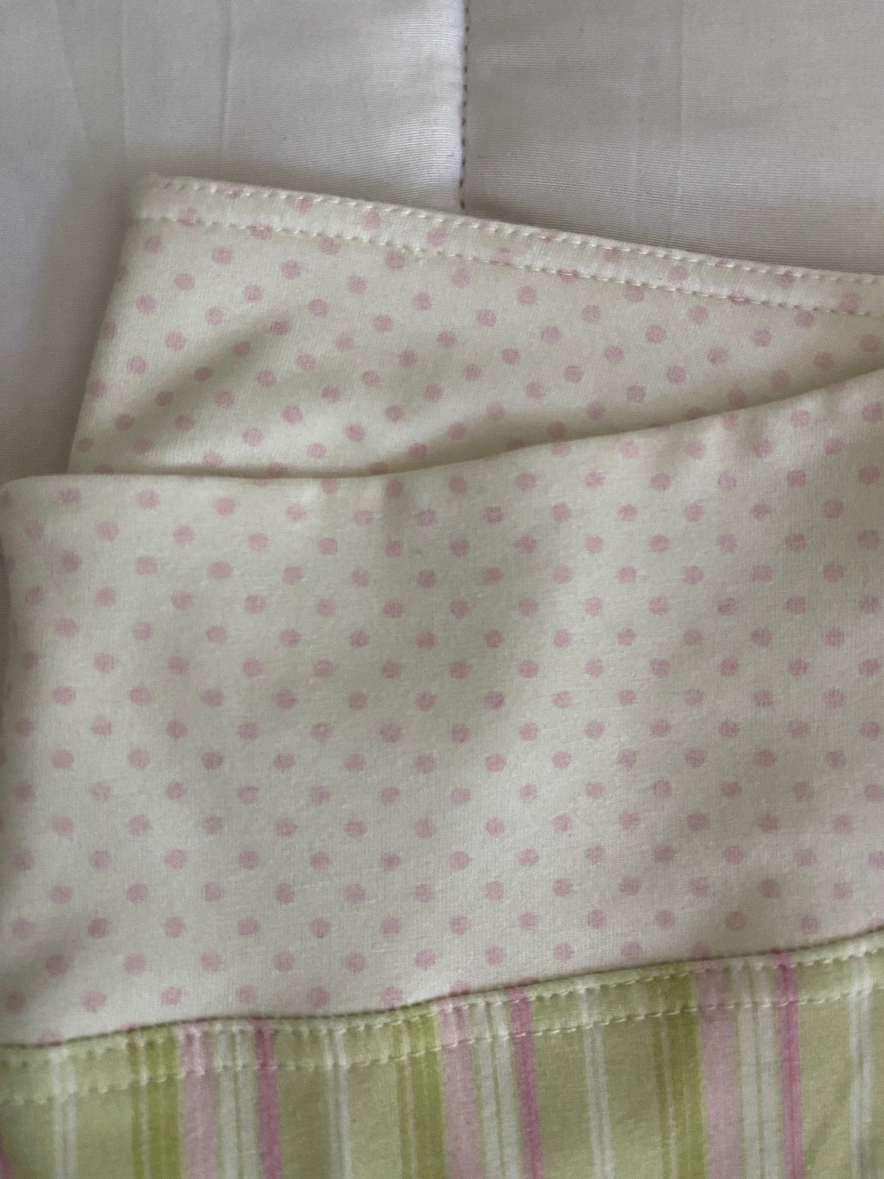green and pink striped/polka dot pants