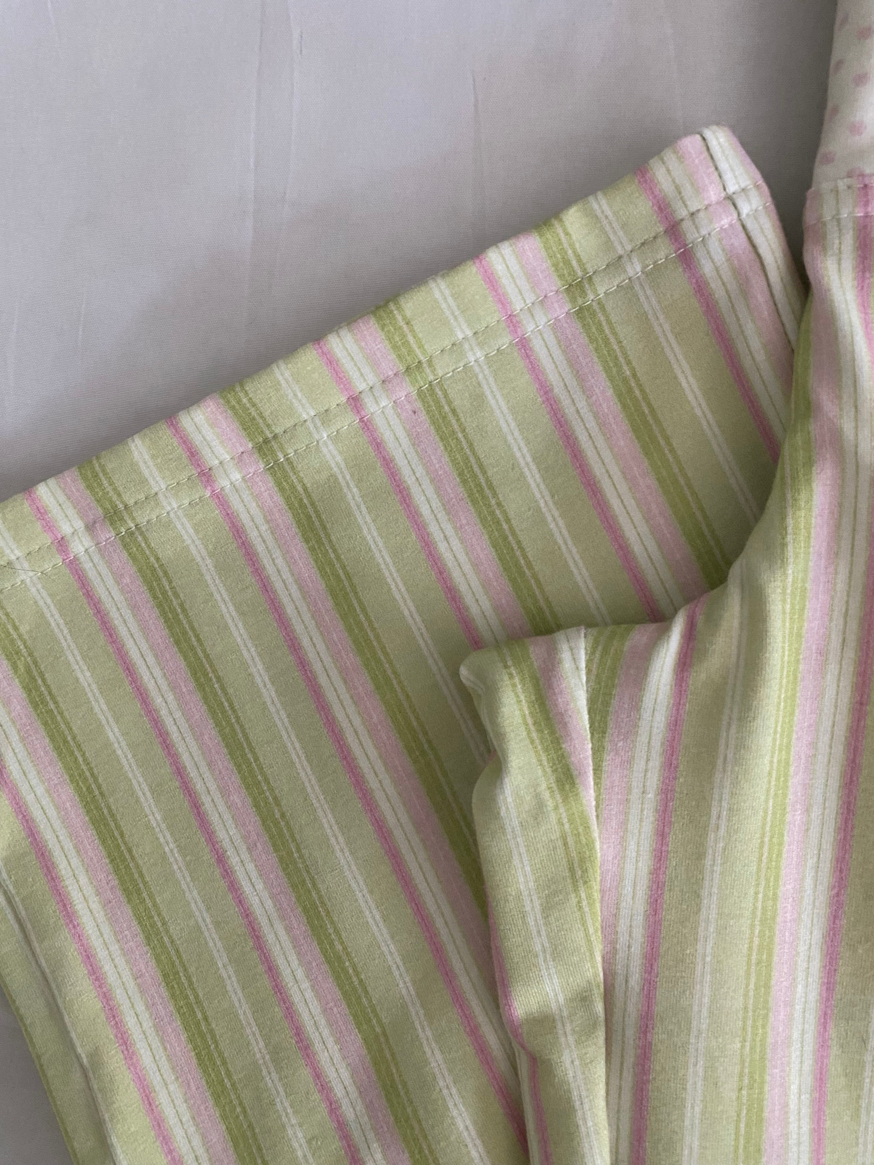 green and pink striped/polka dot pants