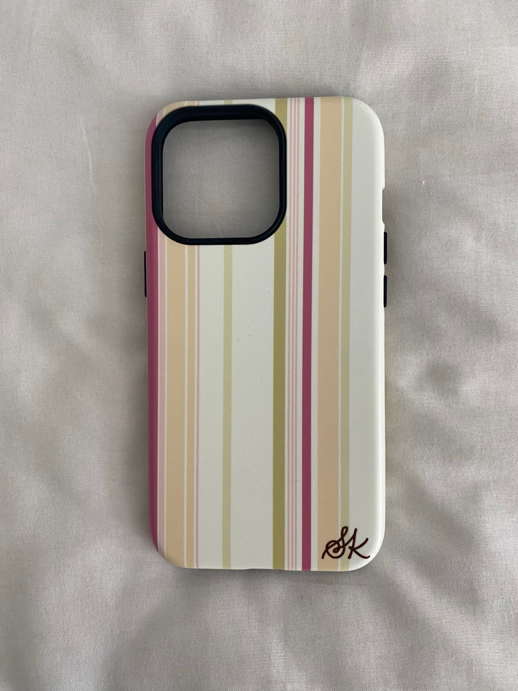 yellow/green/pink striped phone case