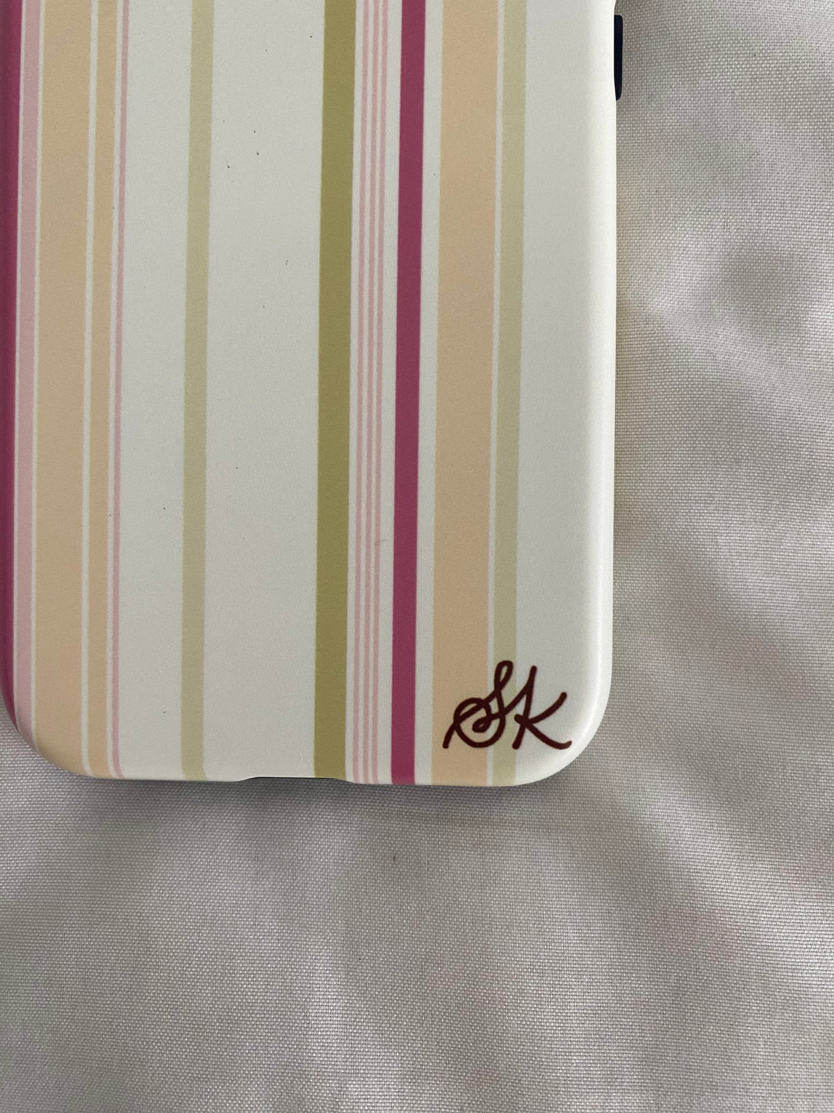 yellow/green/pink striped phone case