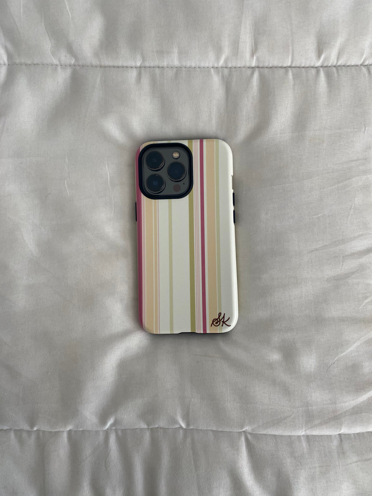 yellow/green/pink striped phone case