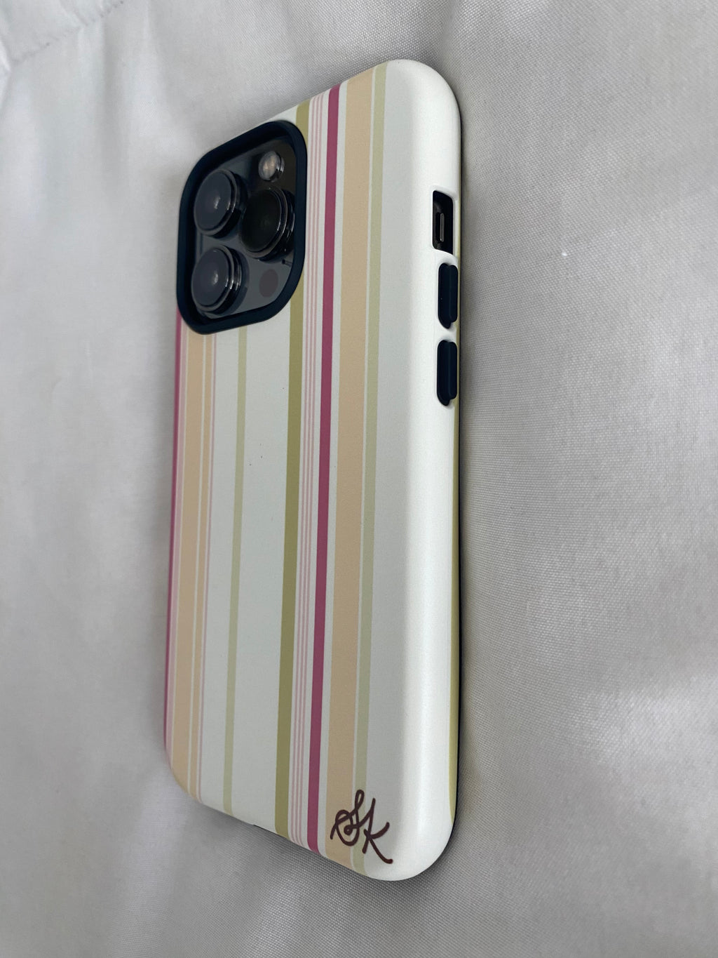 yellow/green/pink striped phone case