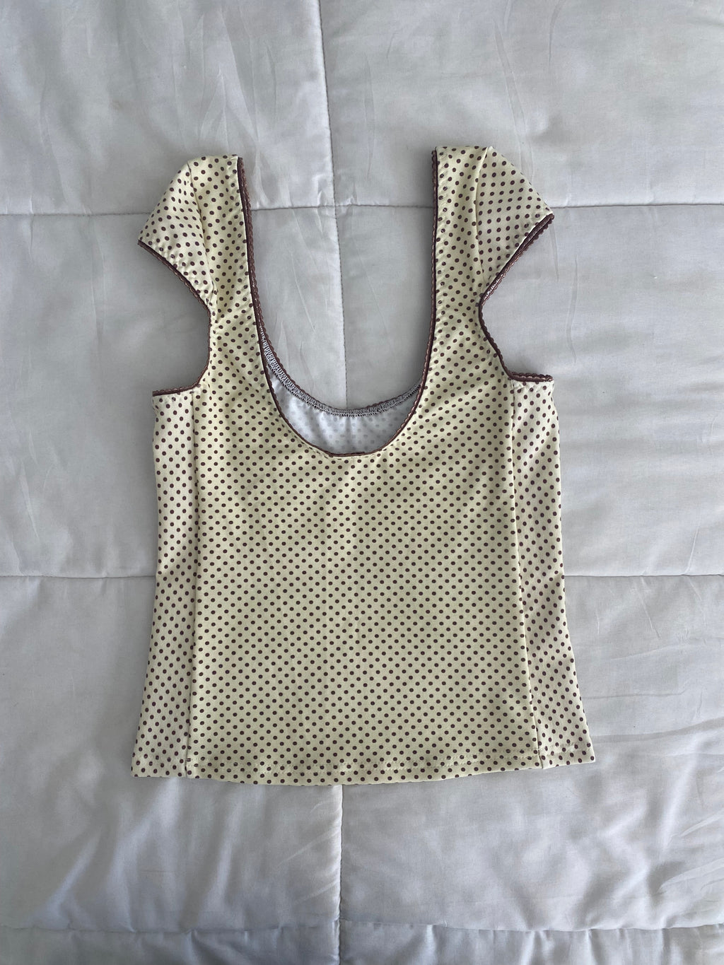yellow & brown polka dot top
