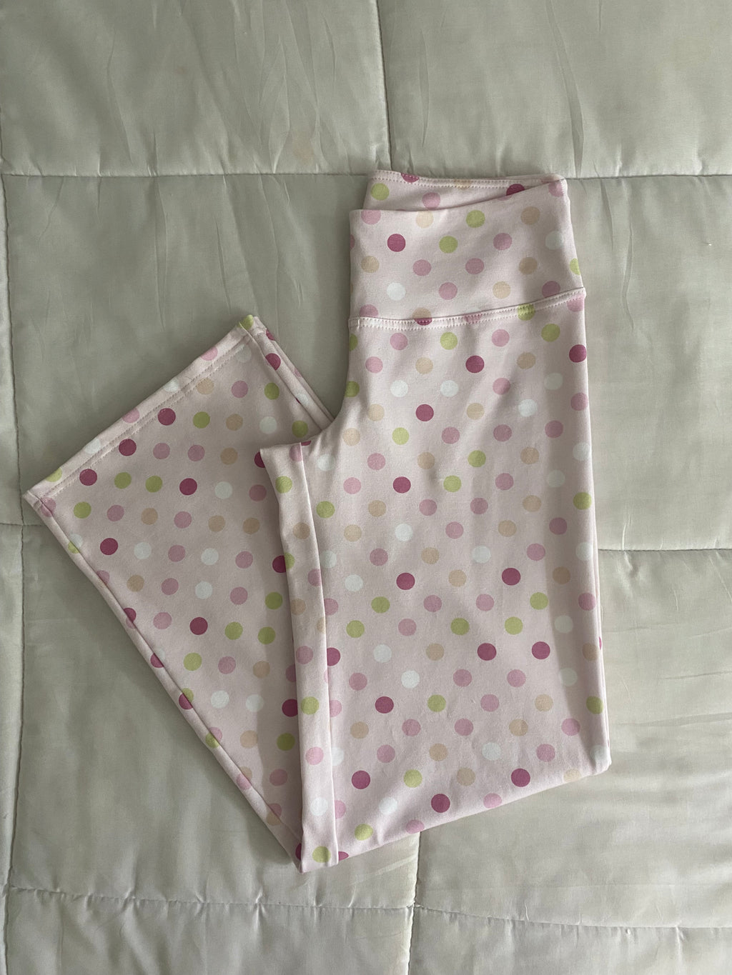 large polka dot pants in pink