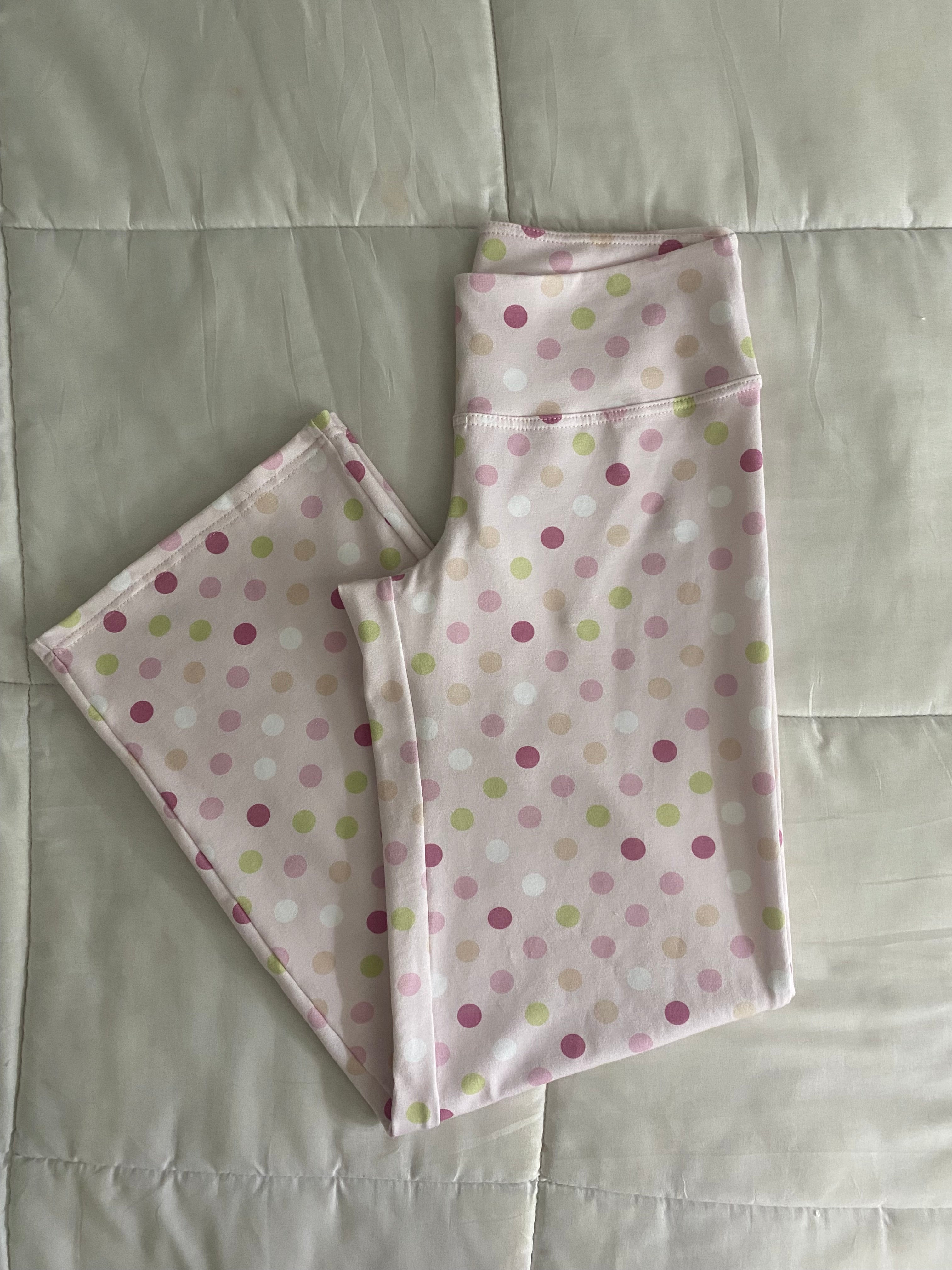 large polka dot pants in pink