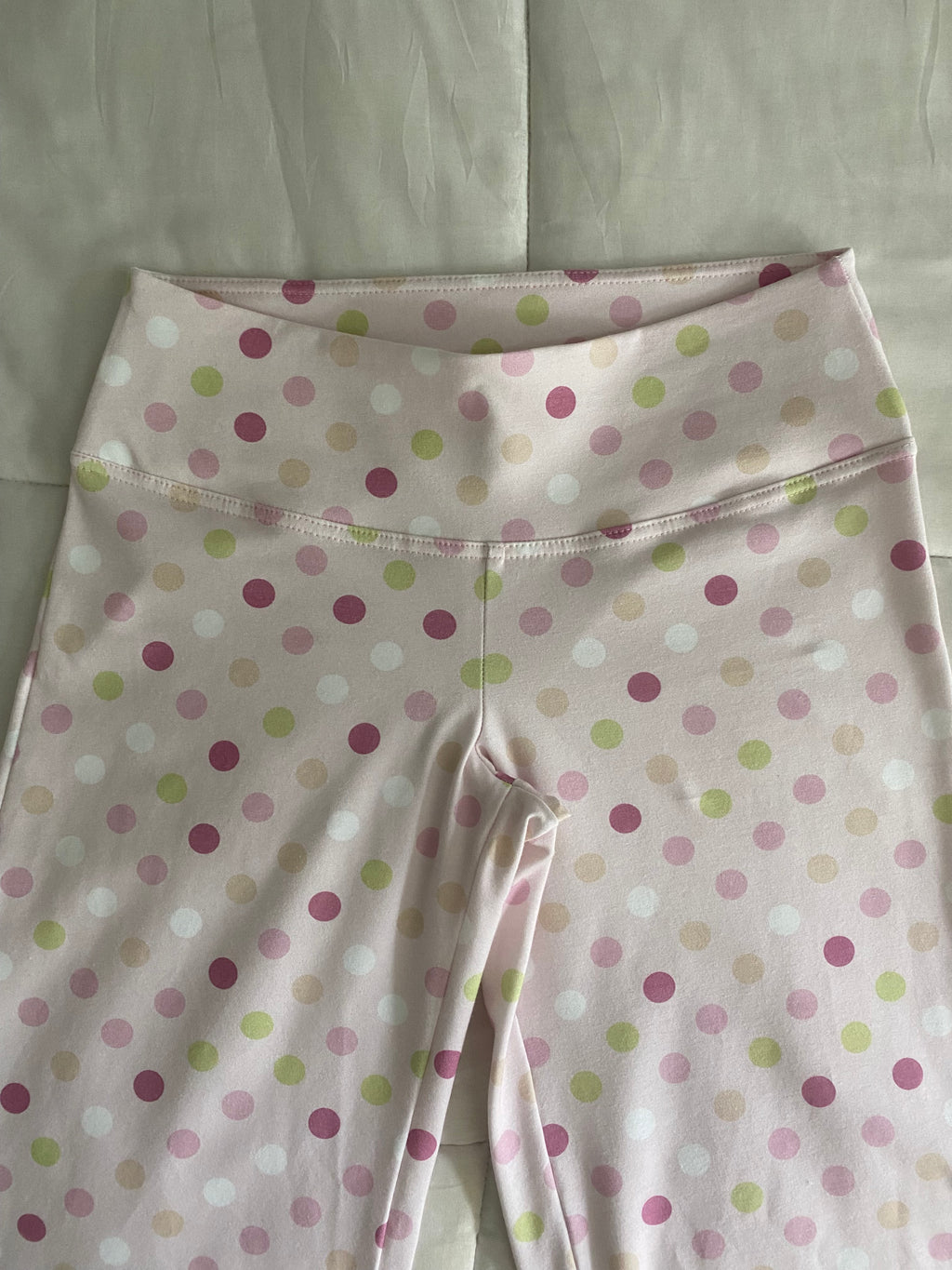 large polka dot pants in pink