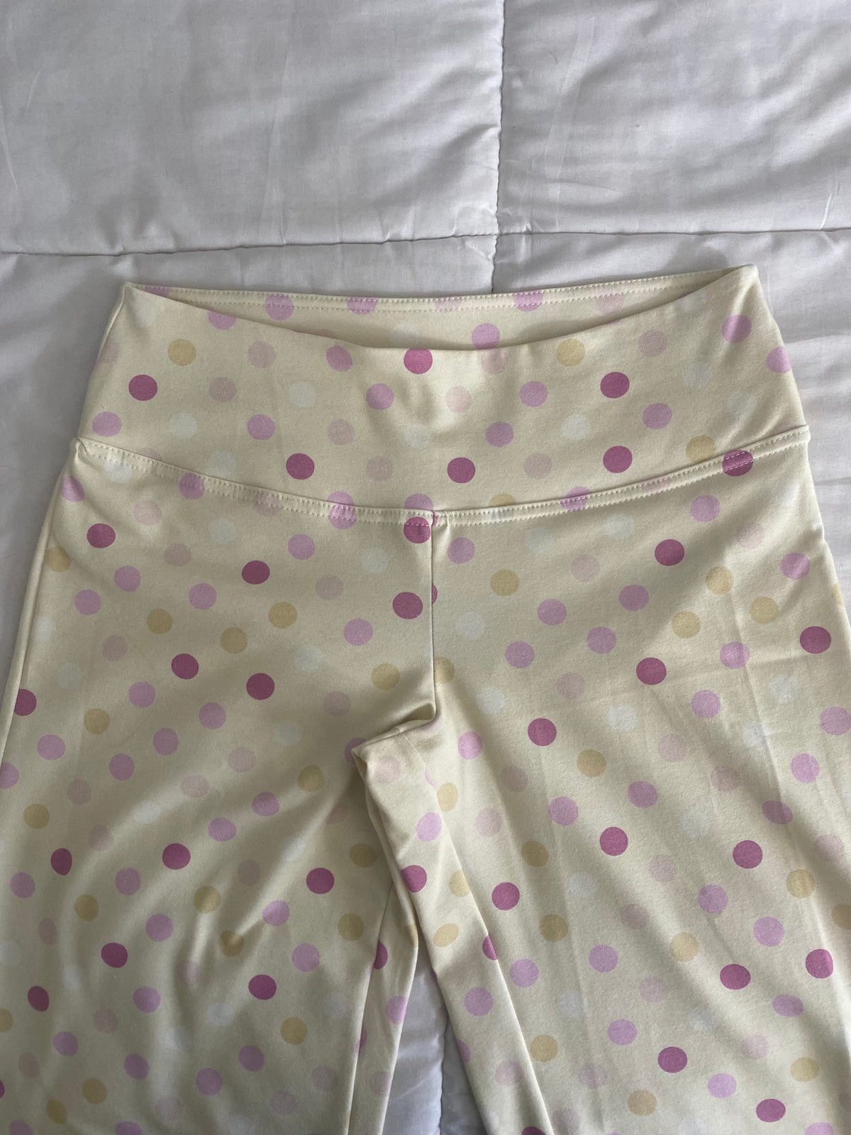 large polka dot pants in yellow