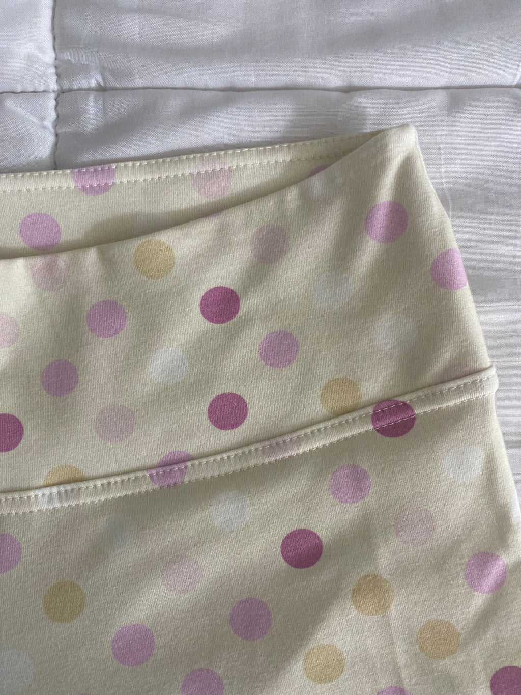 large polka dot pants in yellow