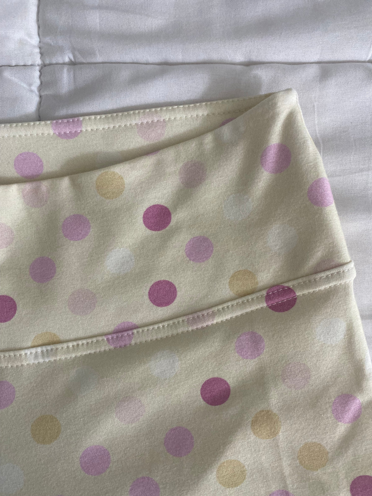 large polka dot pants in yellow