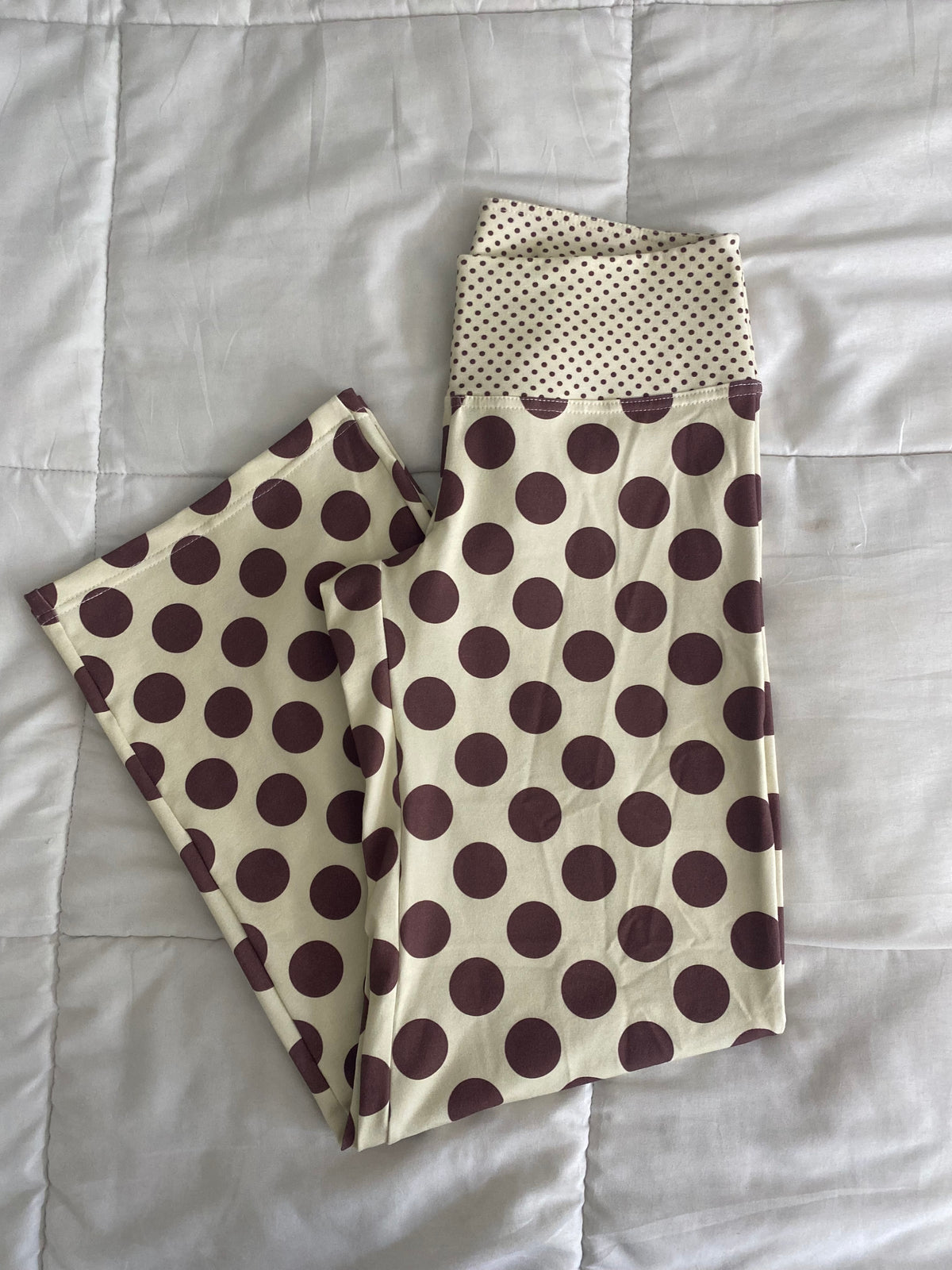 yellow & brown polka dot pants