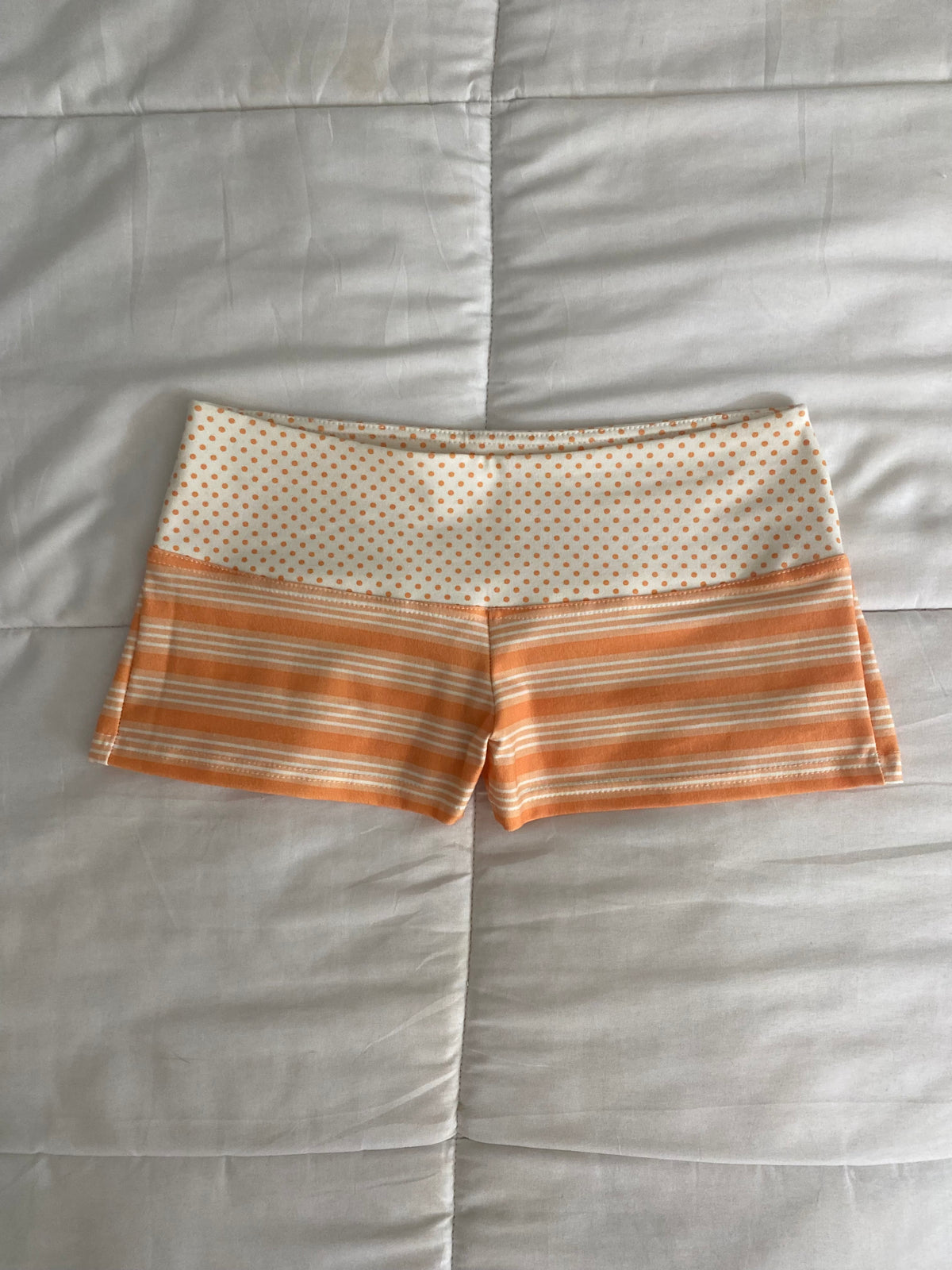 orange striped/polka dot shorts