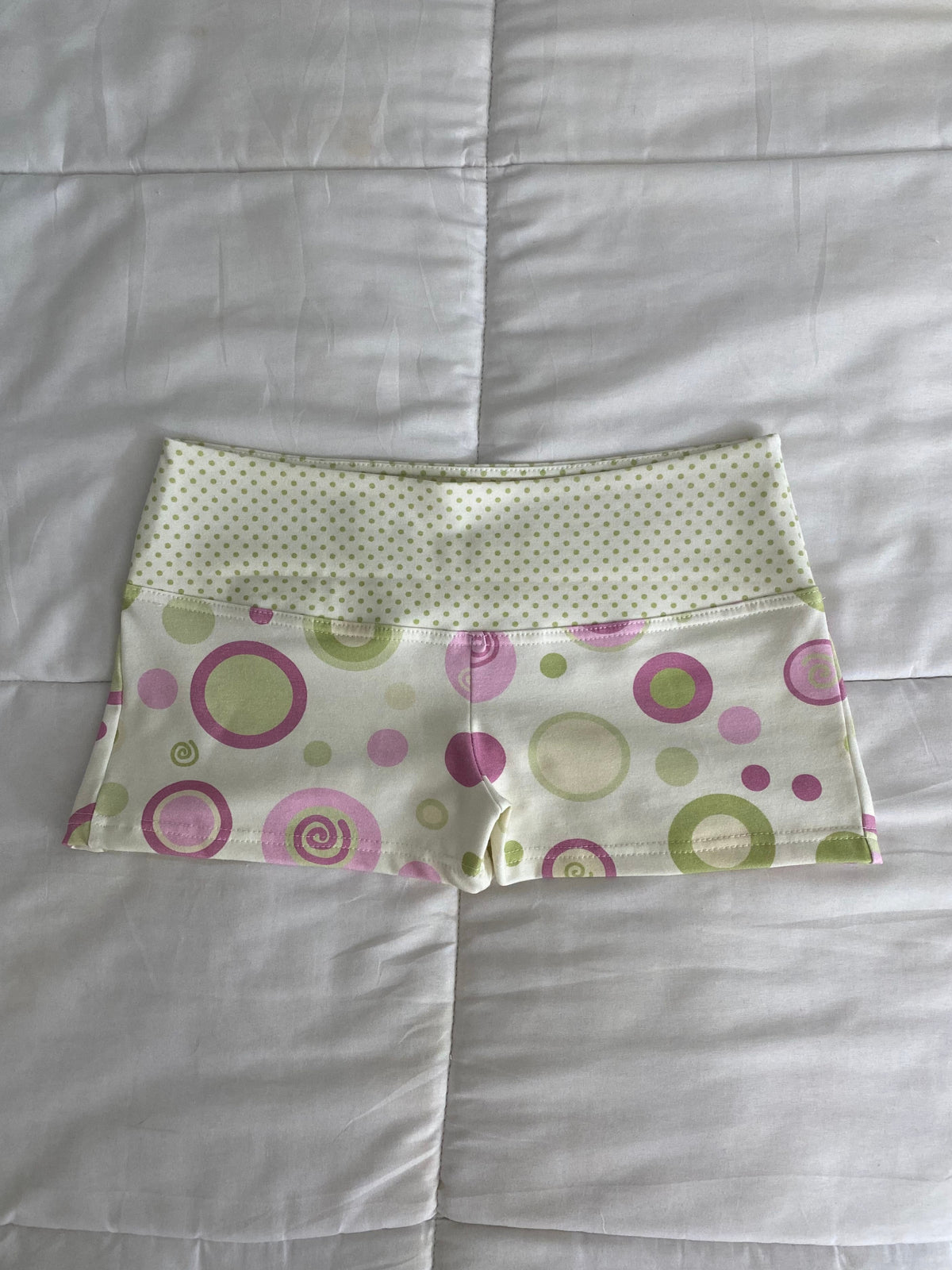 green & pink swirl shorts