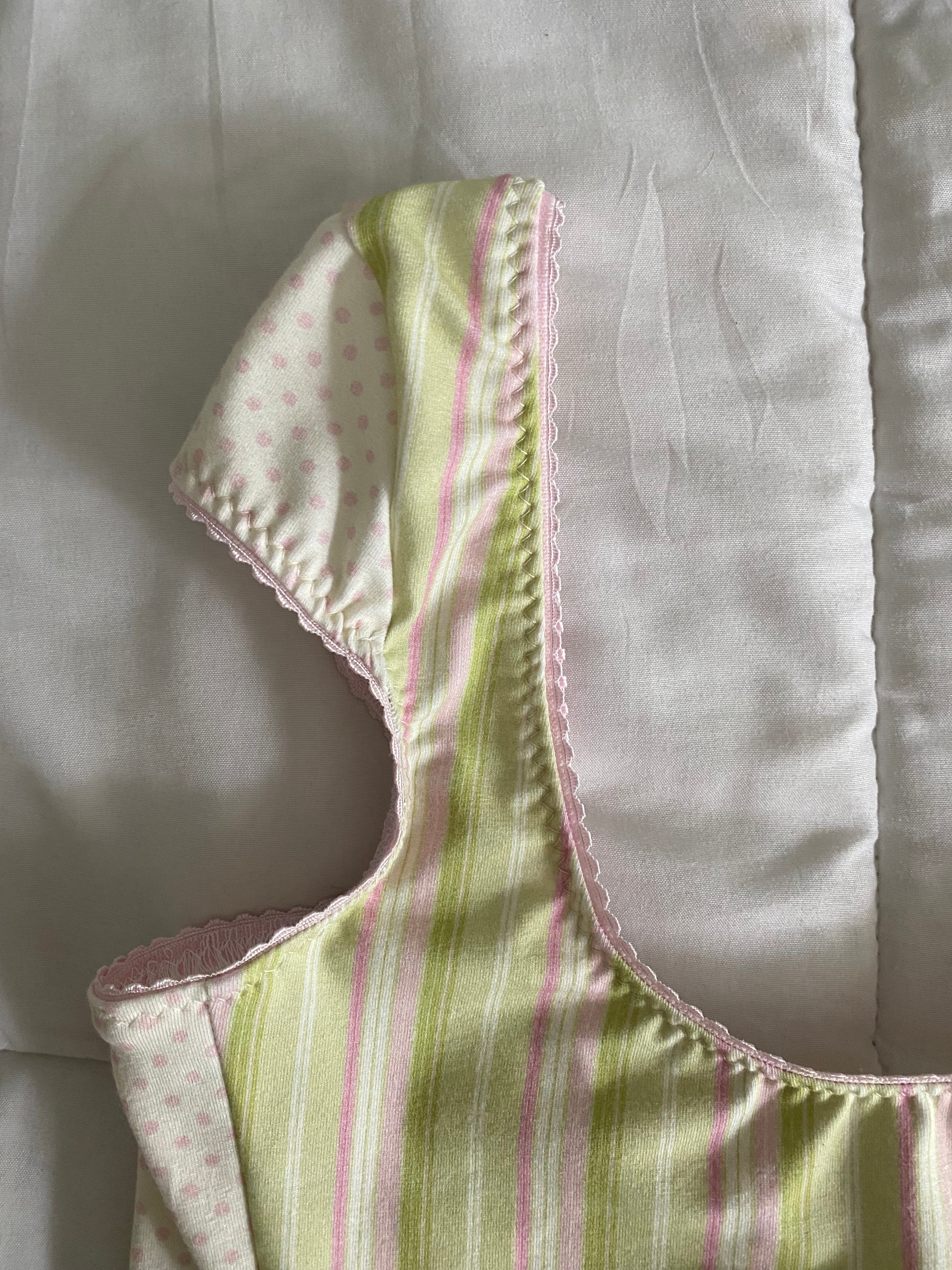 green & pink striped/polka dot top