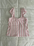 pink & white striped top with pink trim