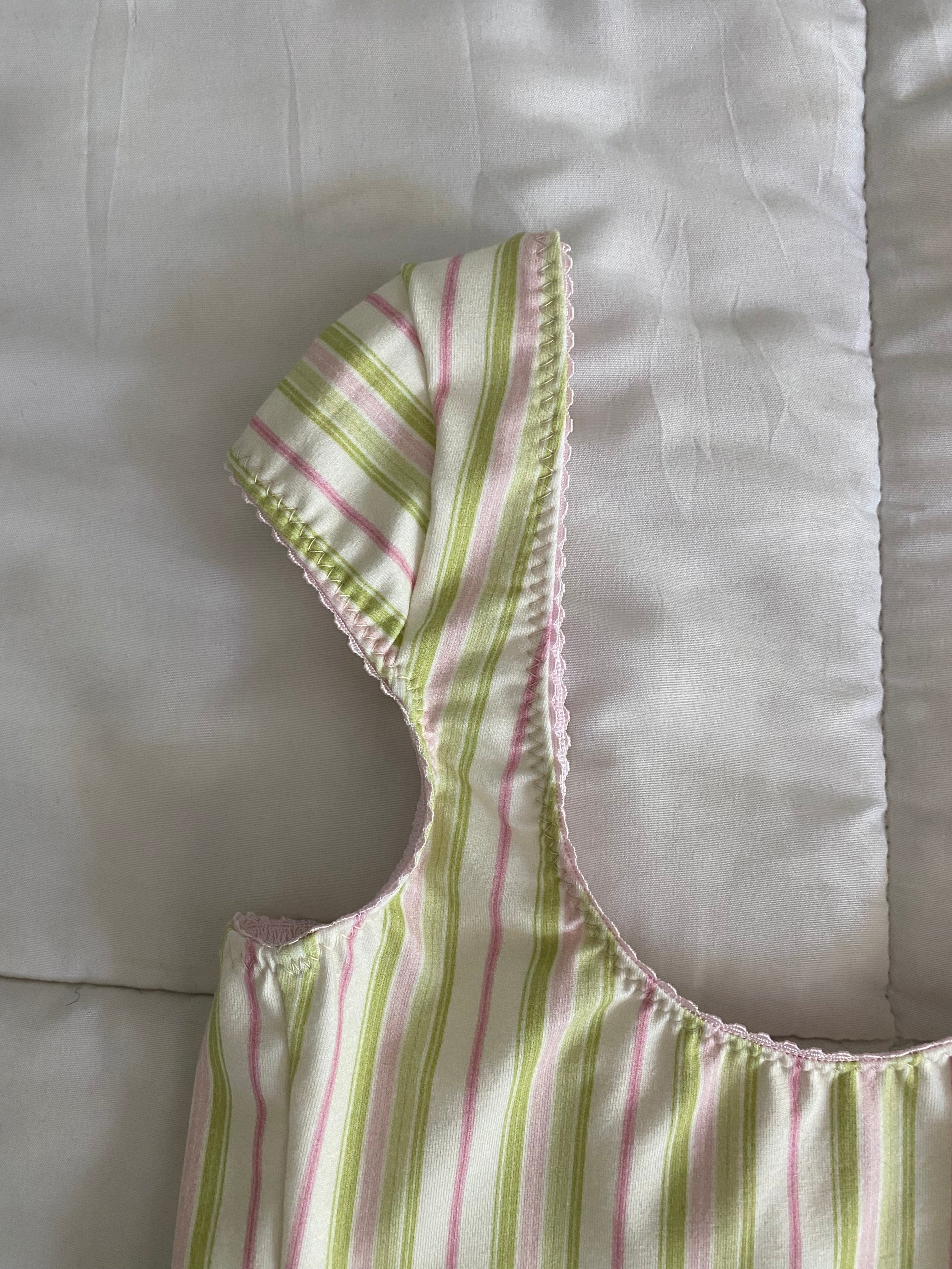 pink & green striped babydoll top
