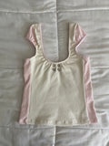 pink & cream silver button top